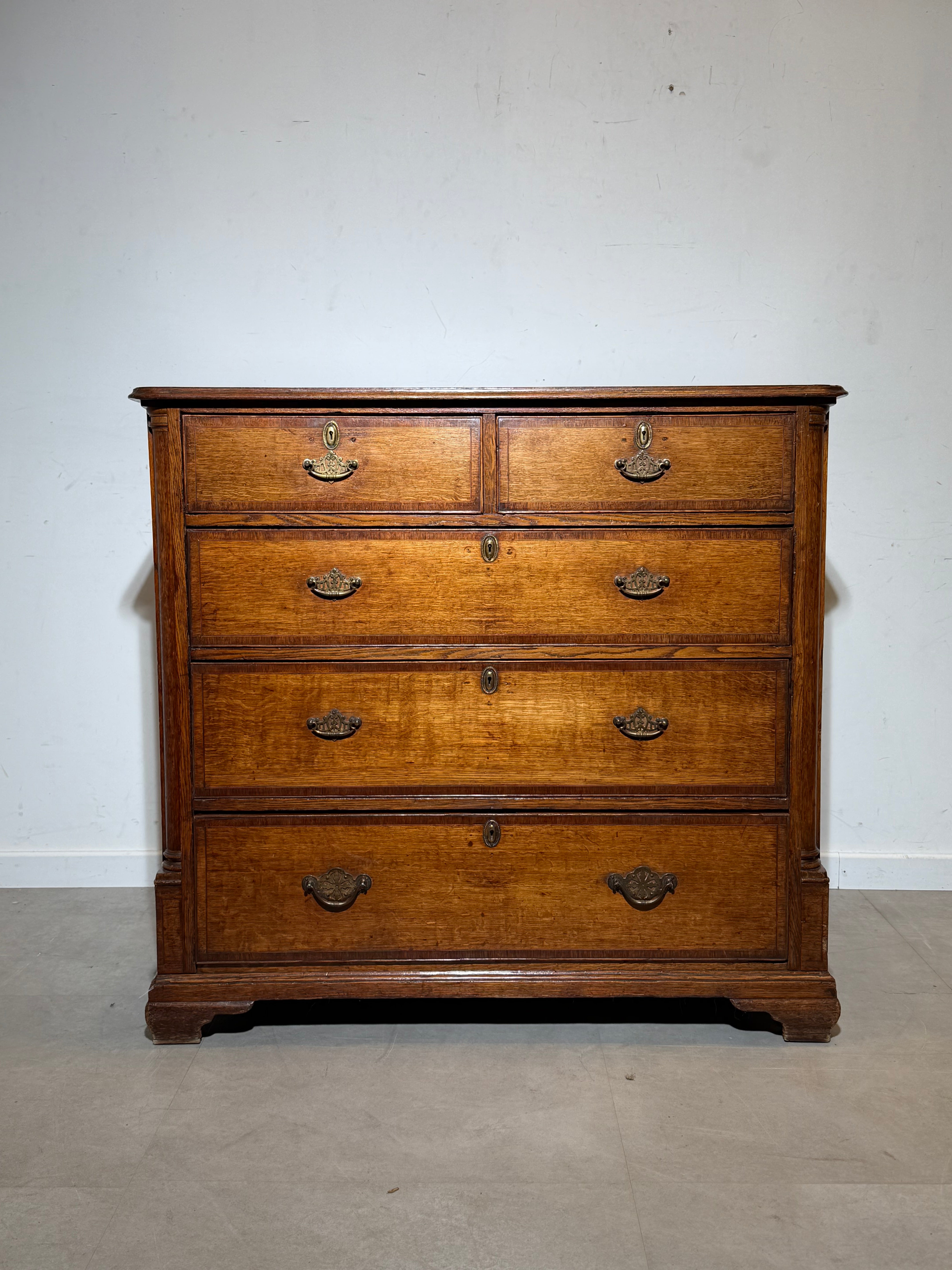 Antique Solid Oak Chest of Drawers – 19th Century Commode