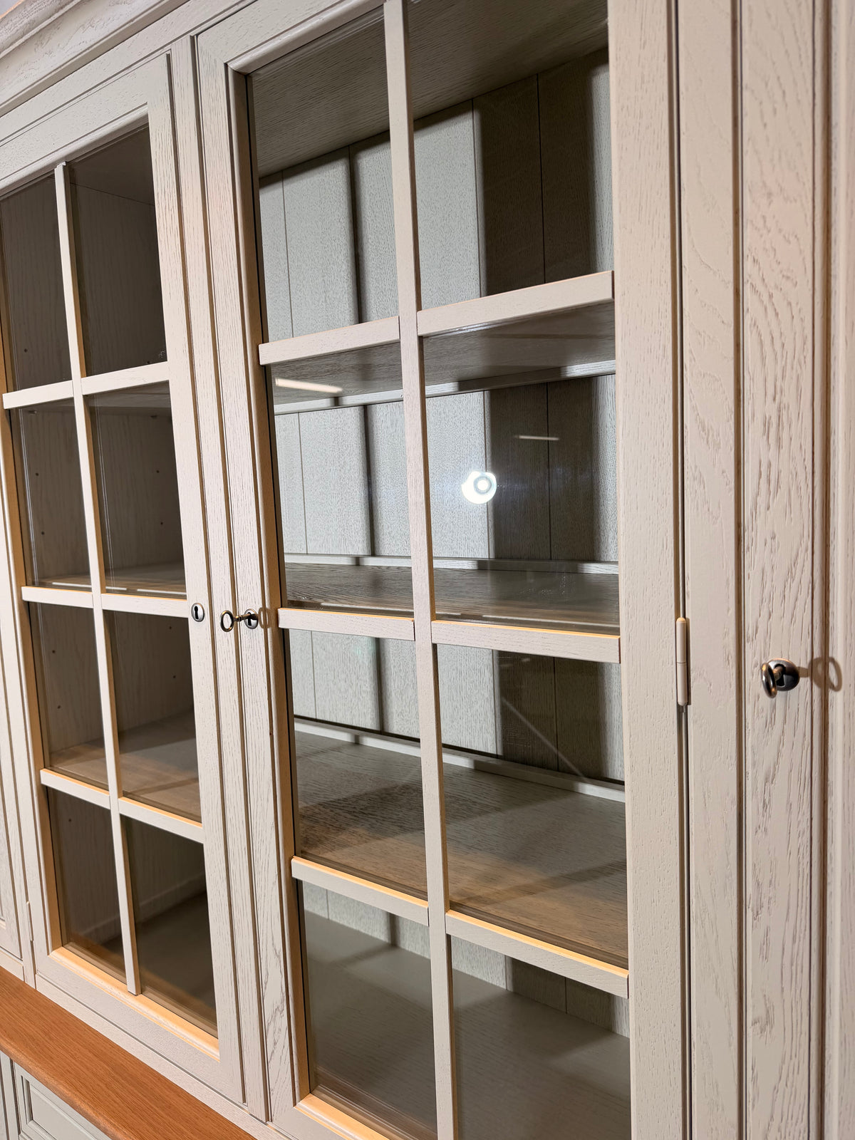 Large Oak Display Cabinet with Integrated Lighting