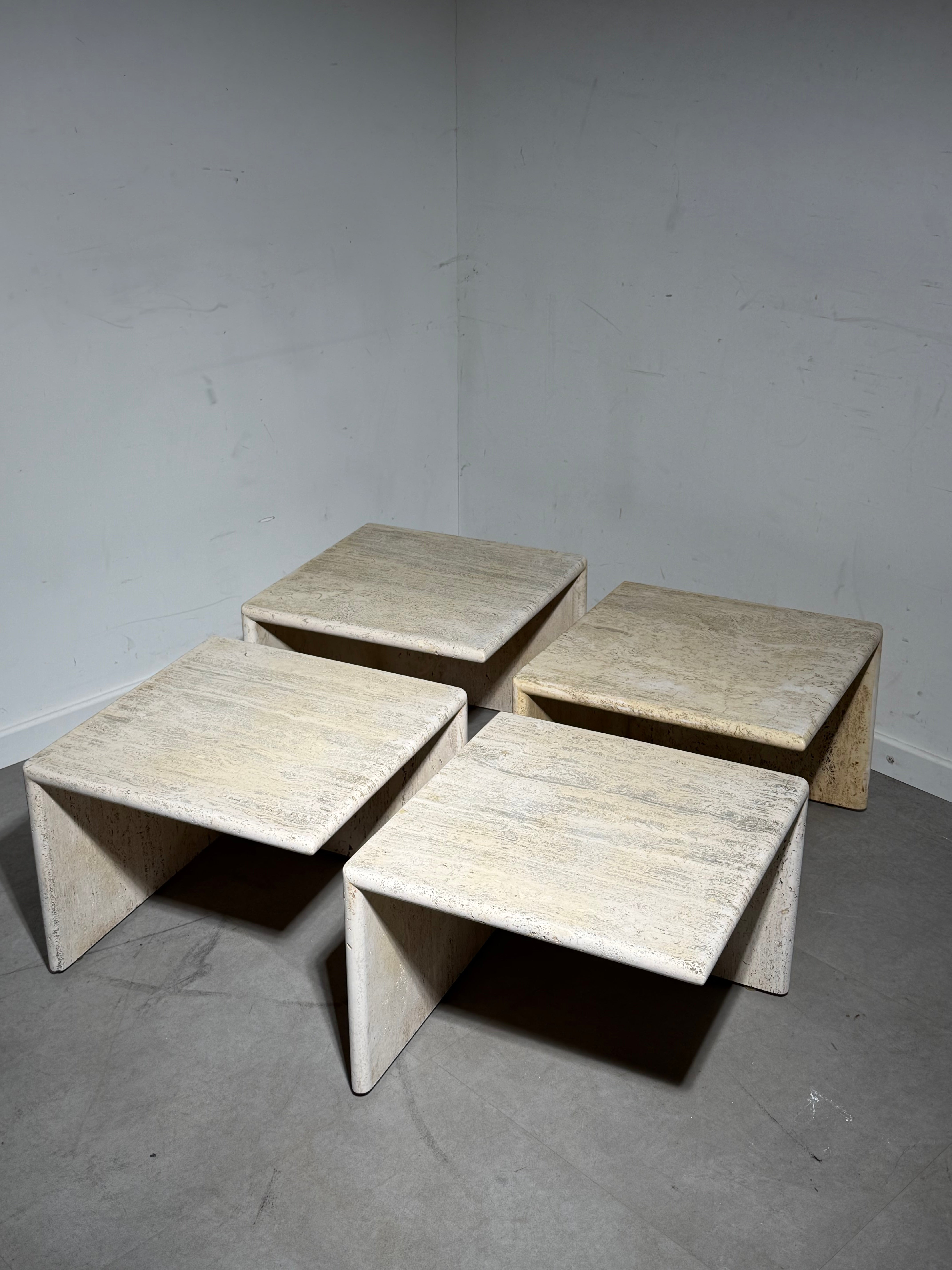 Modular Travertine Coffee Table – Set of 4