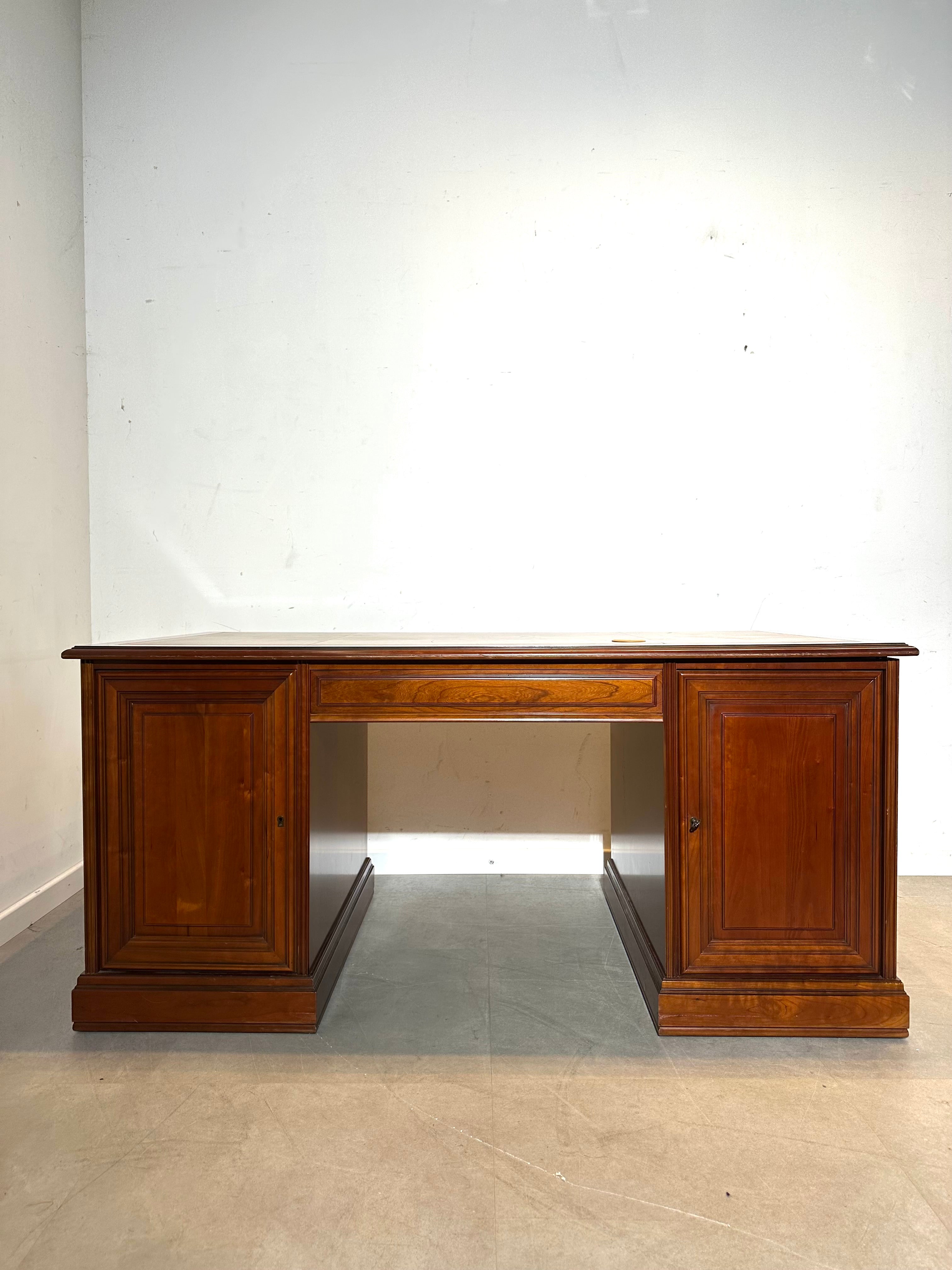 Classic Executive Desk with Leather Inlay Top