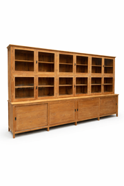XL Massive Teakwood Display Cabinet – 405 cm – Two-Piece Library Cabinet – Glass Doors