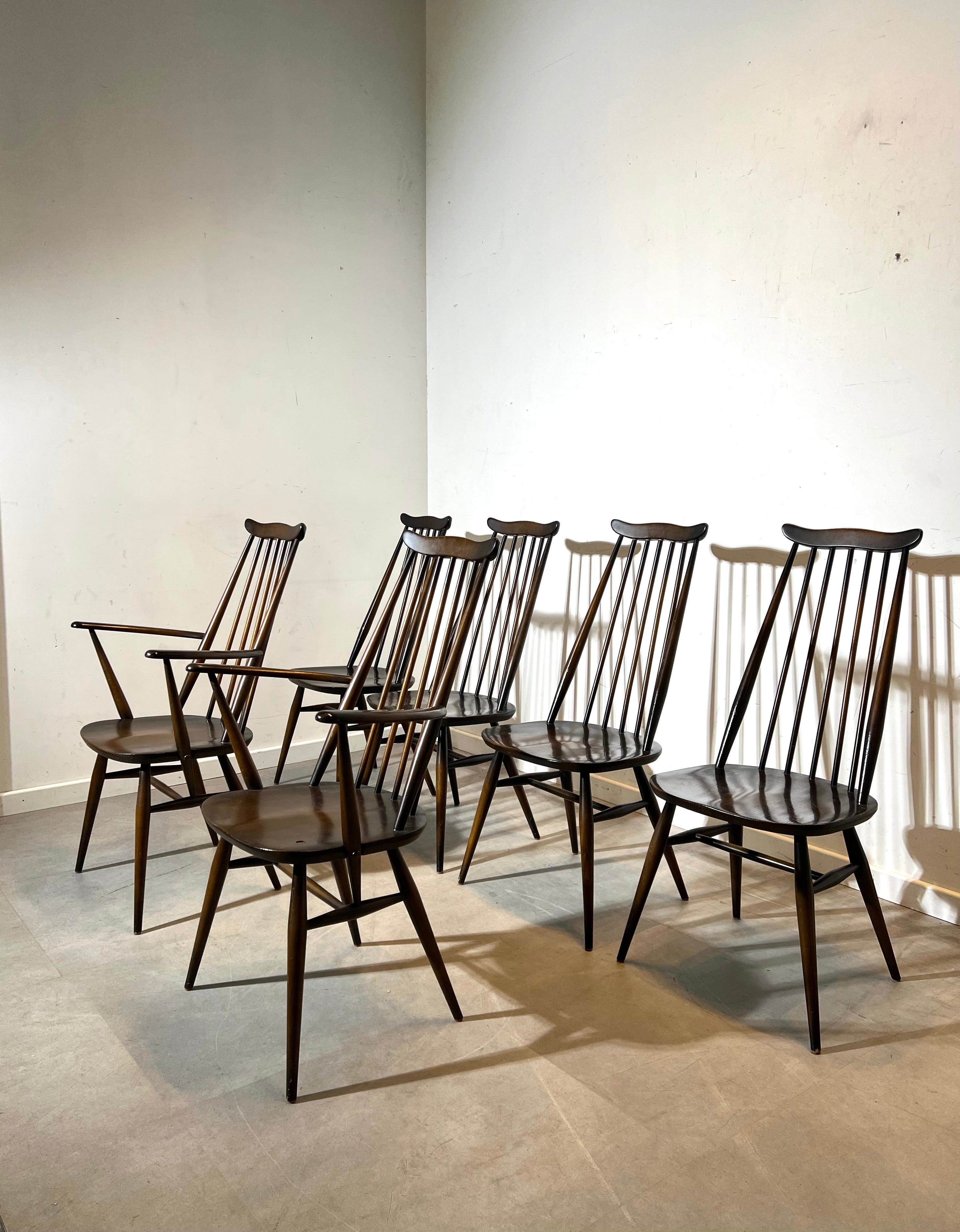 Set of 6 Vintage Ercol Dining Chairs