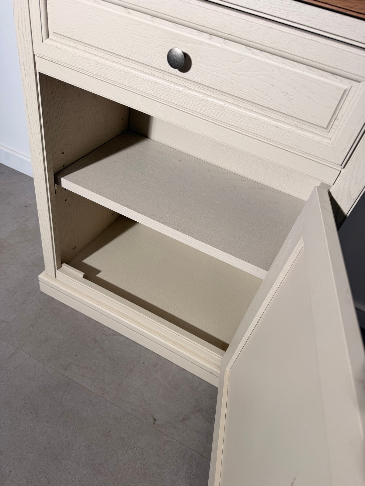 Painted Oak Accent Cabinet with Natural Wood Top