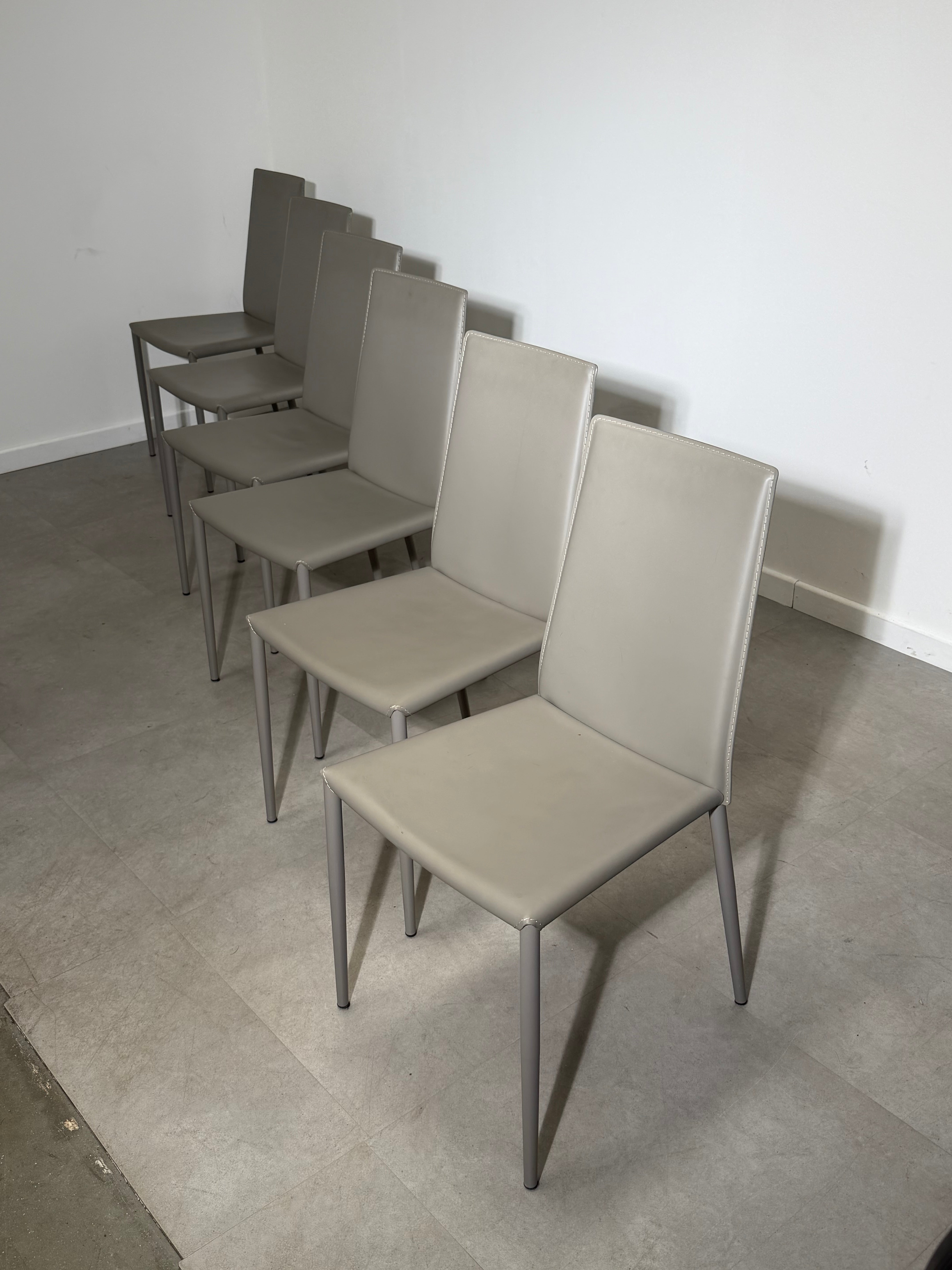 Calligaris Aida CS1484 Dining Chairs – Set of 6 – Genuine Leather – Made in Italy