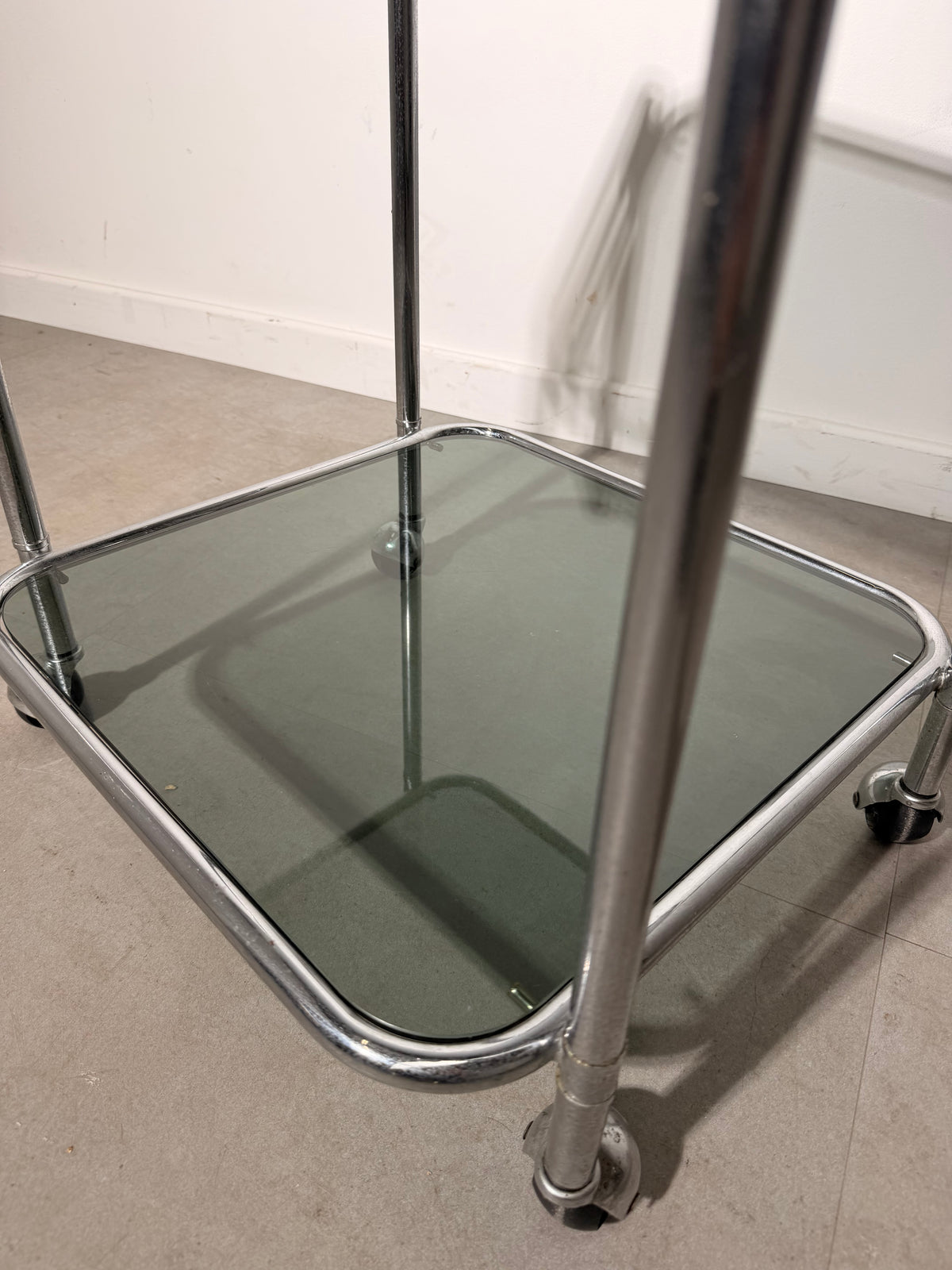 Vintage Chrome & Smoked Glass Bar Cart