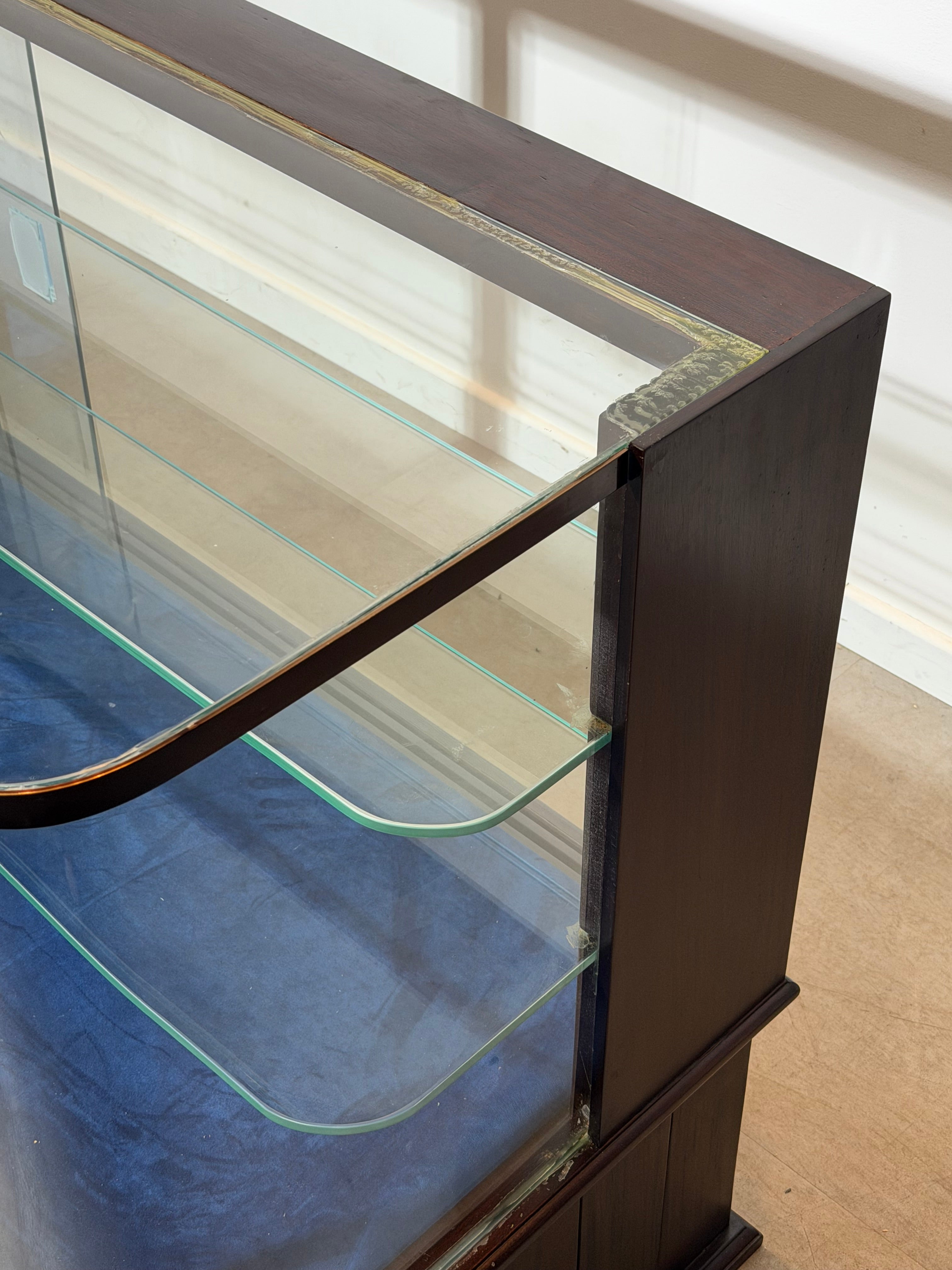 Mahogany Shop Display Cabinet with Sliding Glass Doors
