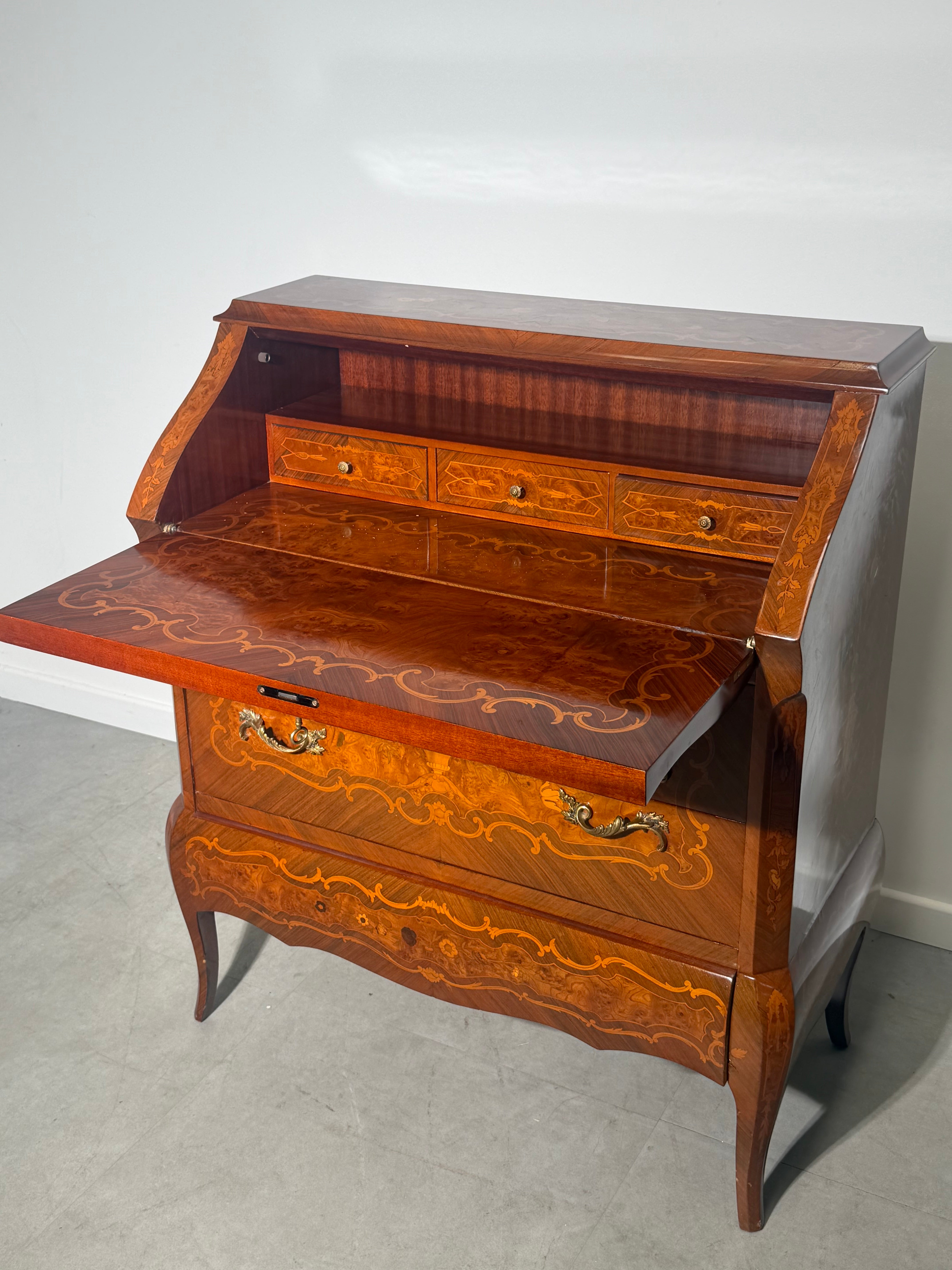 Antique Marquetry Writing Bureau / Secretary Desk