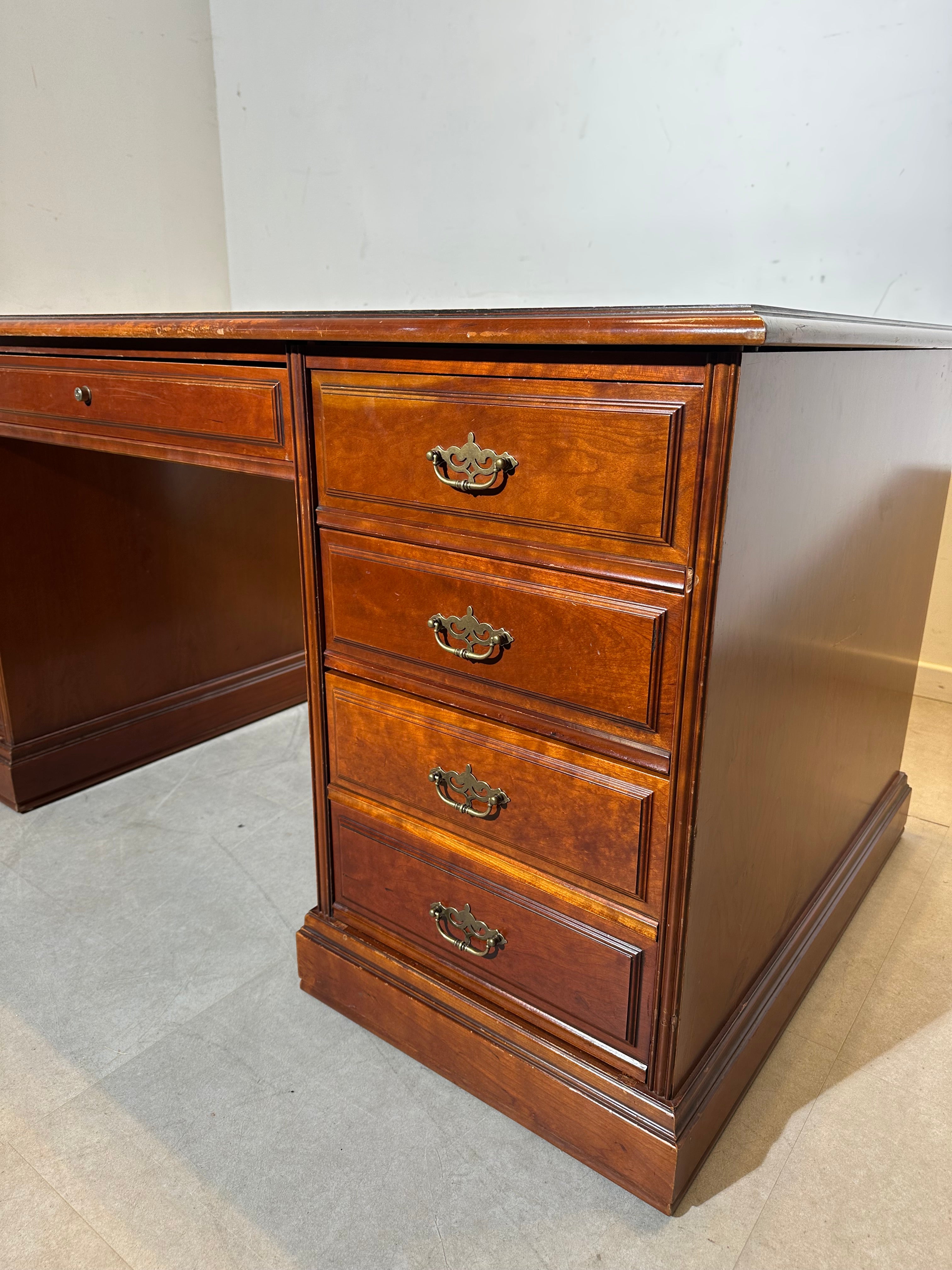 Classic Executive Desk with Leather Inlay Top