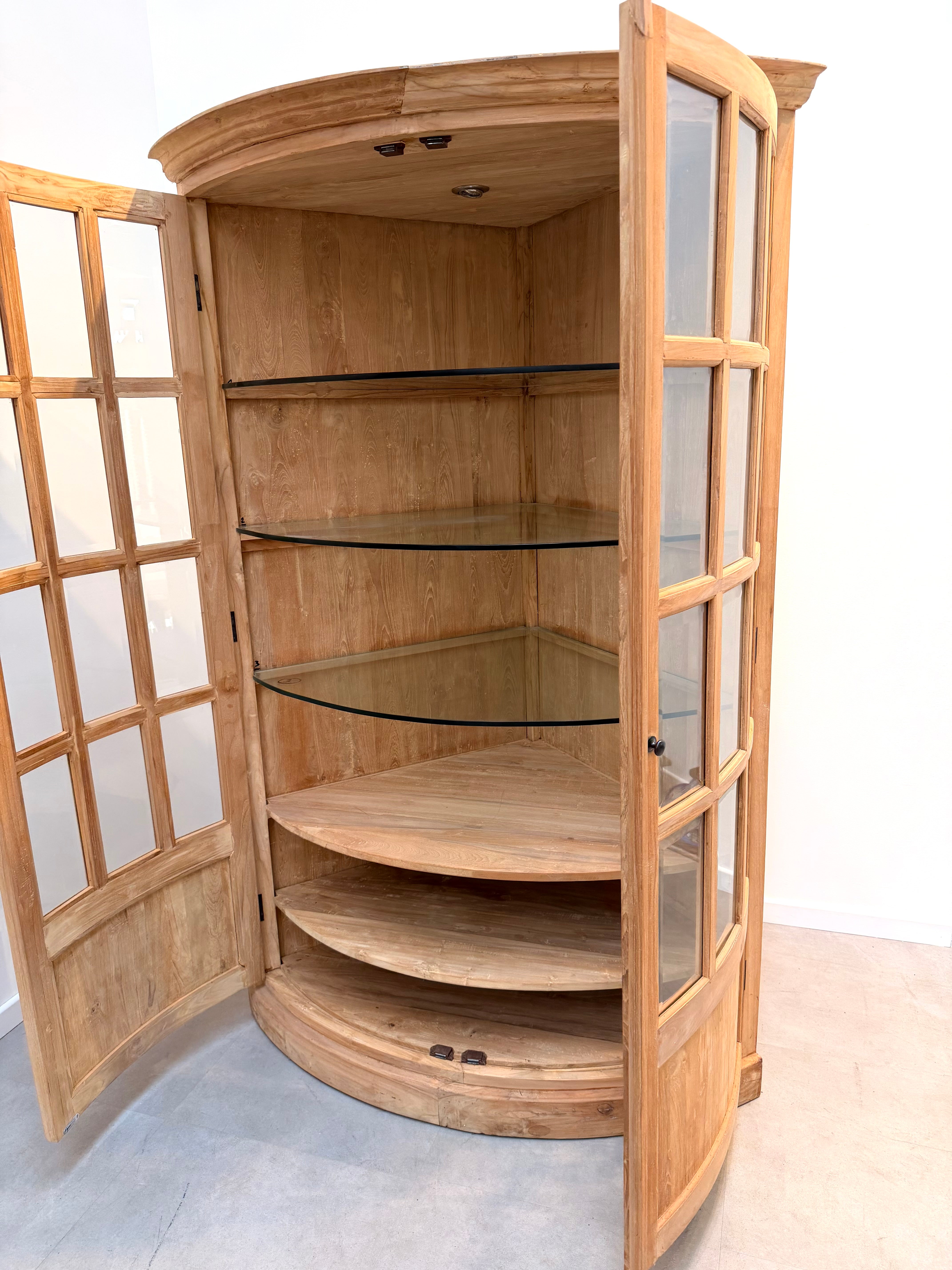 Teak Curved Display Cabinet