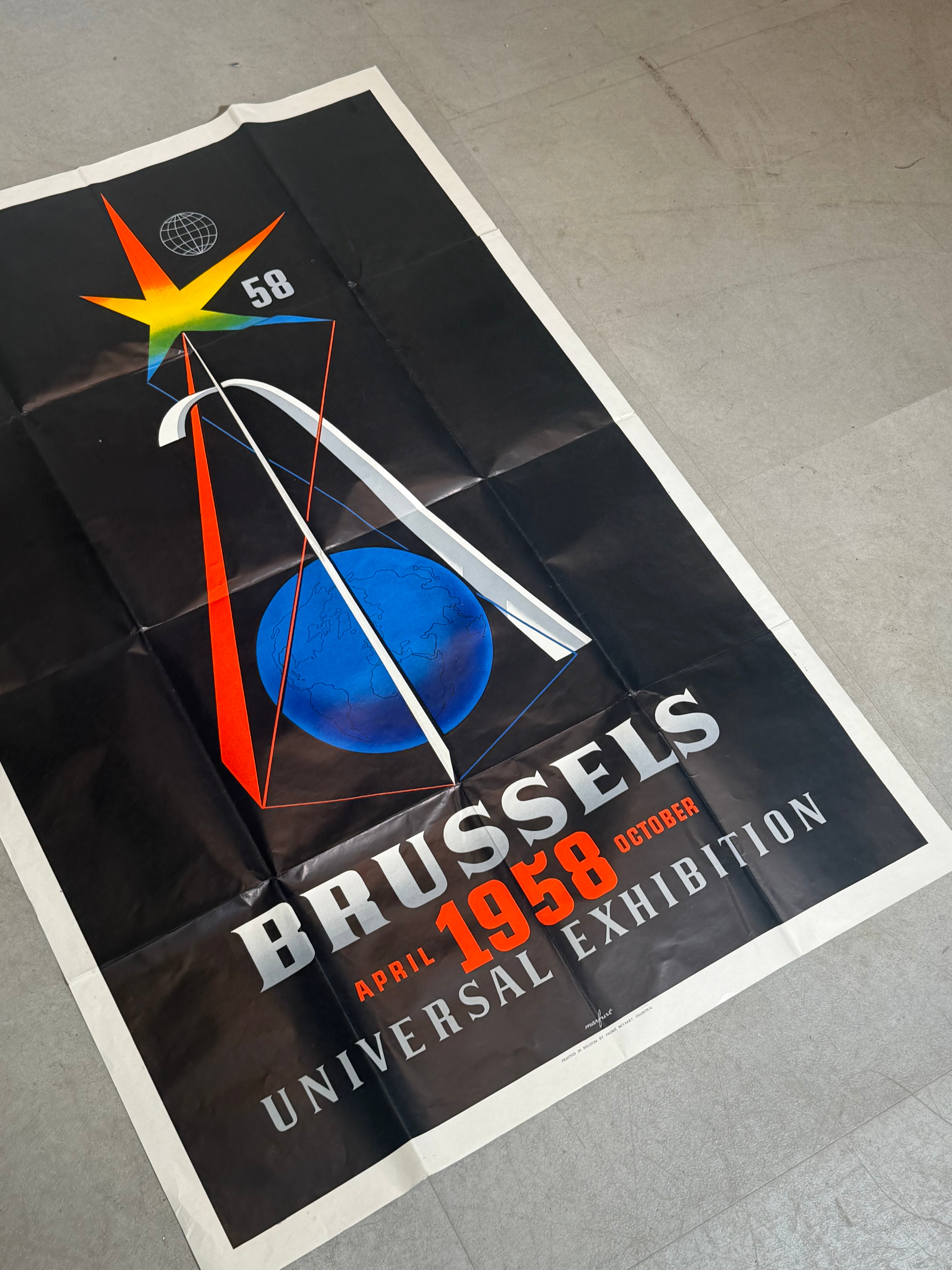 Leo Marfurt – Brussels Universal Exhibition 1958 (Expo 58) Poster – 120 x 78 cm