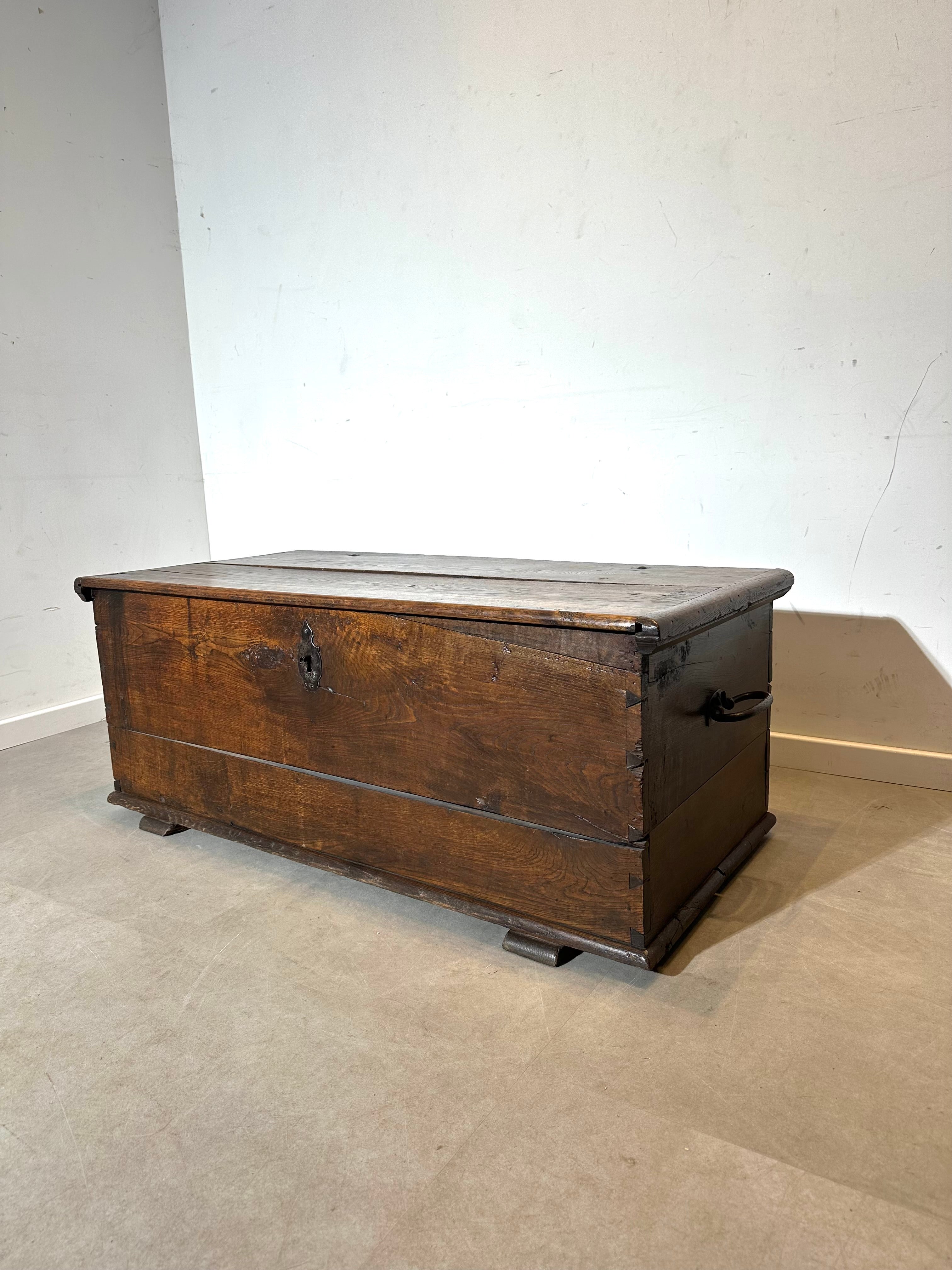 19th century antique wooden storage trunk