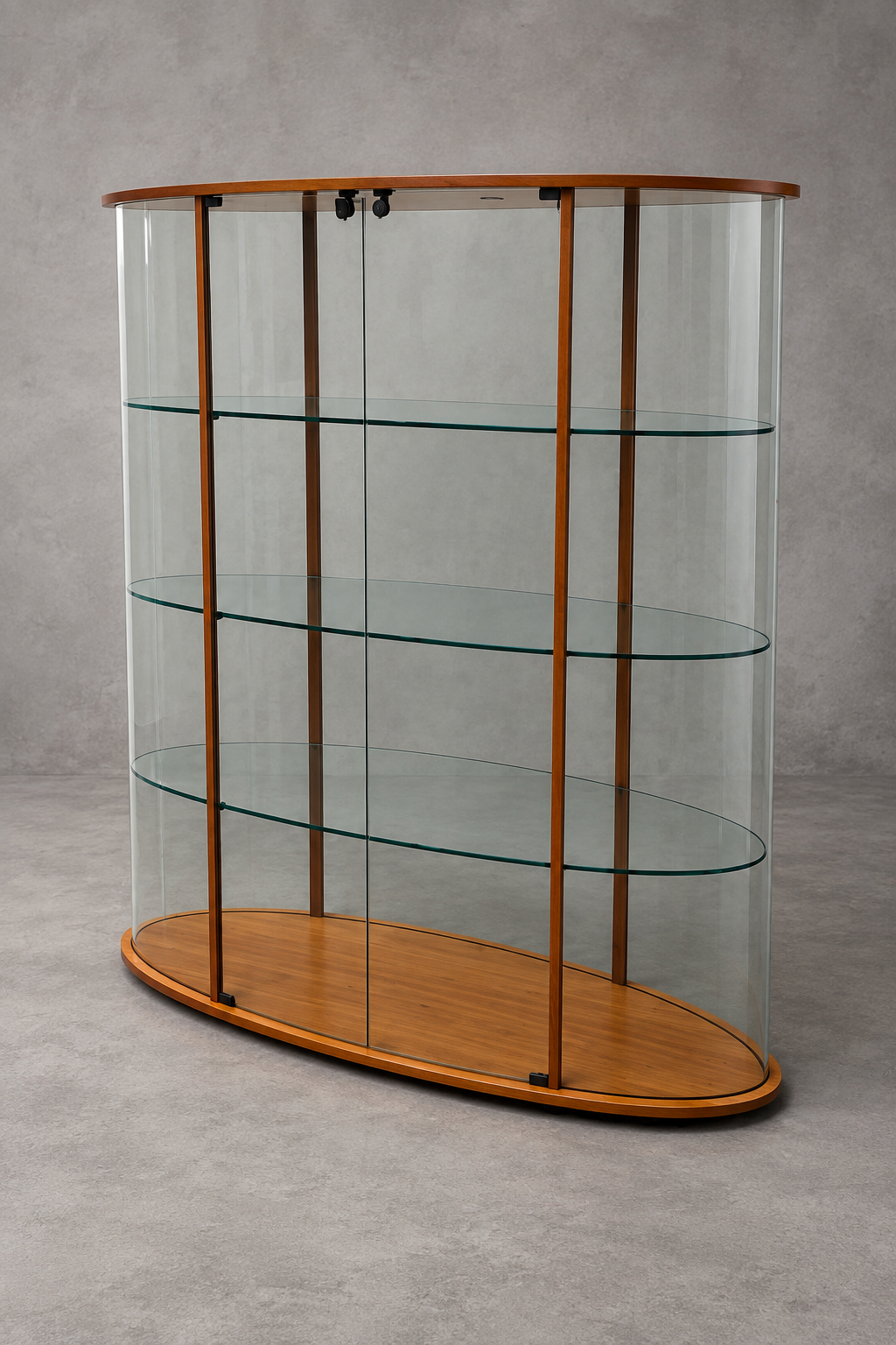FLAM Italy Curved Glass Display Cabinet with Integrated Lighting