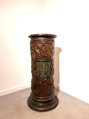 18th Century Carved Oak Heraldic Pedestal