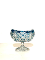 Val Saint Lambert Crystal Coupe Bowl Blue Overlay