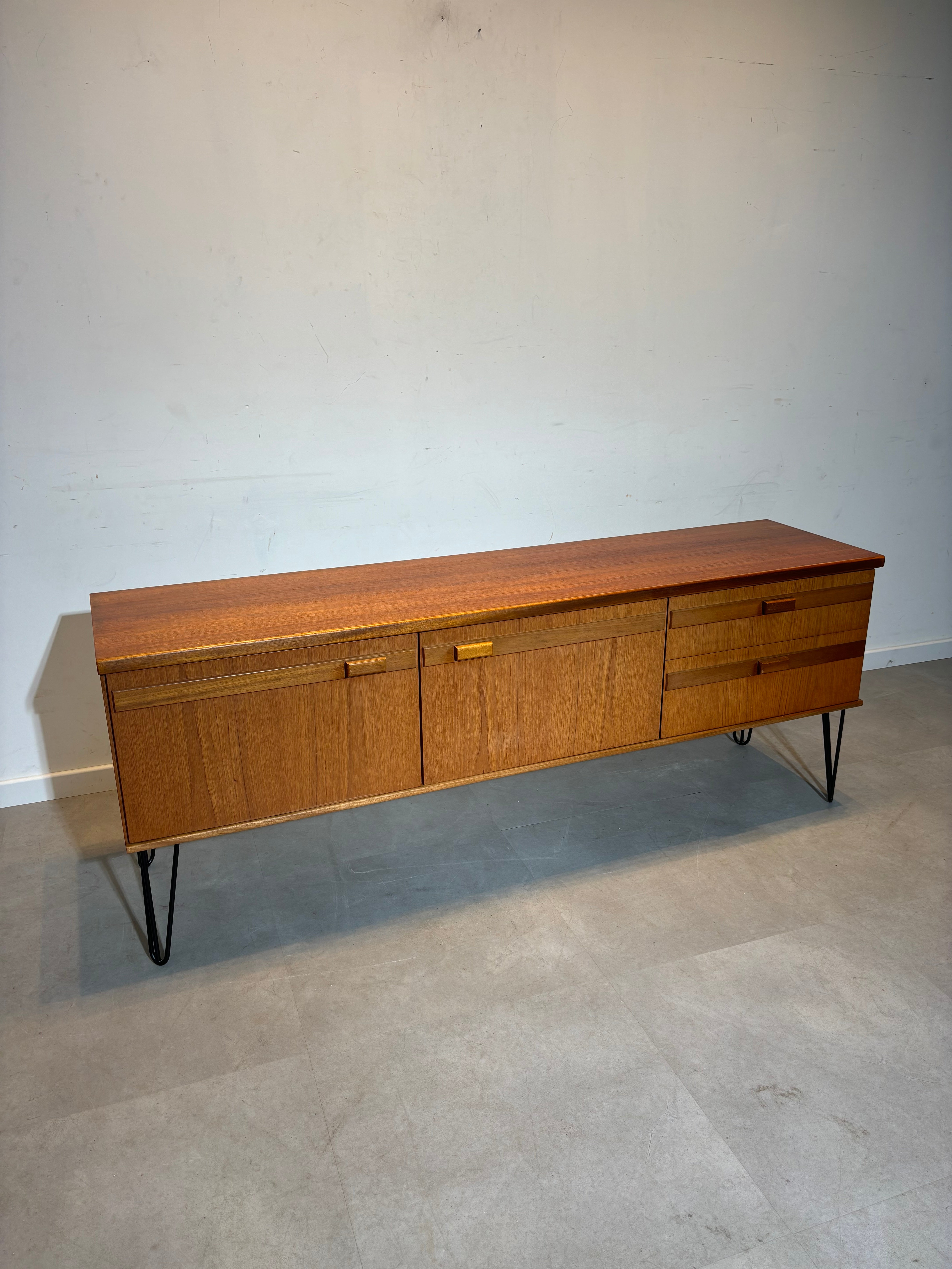 Vintage Hairpin Teak Sideboard