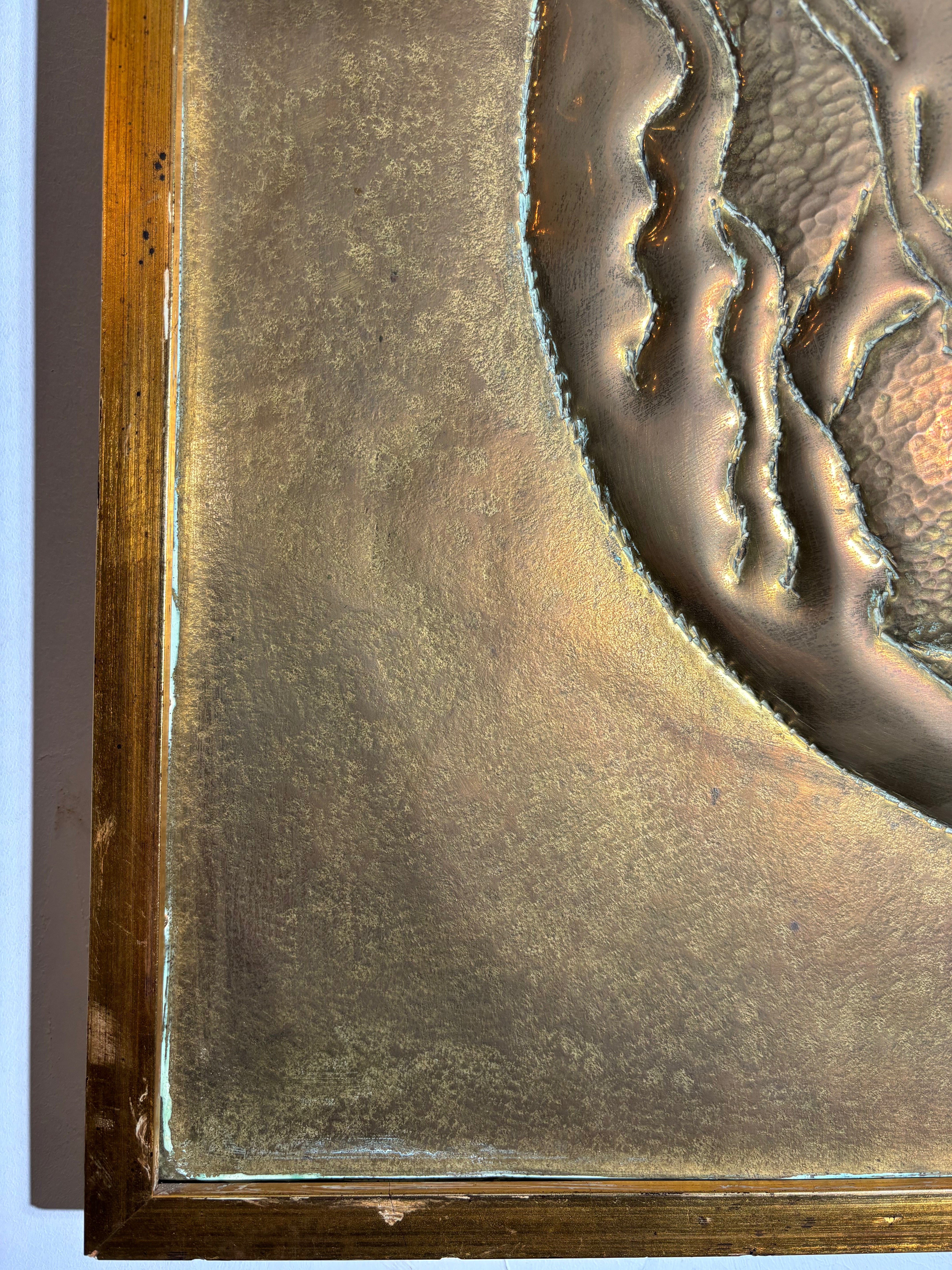 Taureau en laiton gravé des années 1970