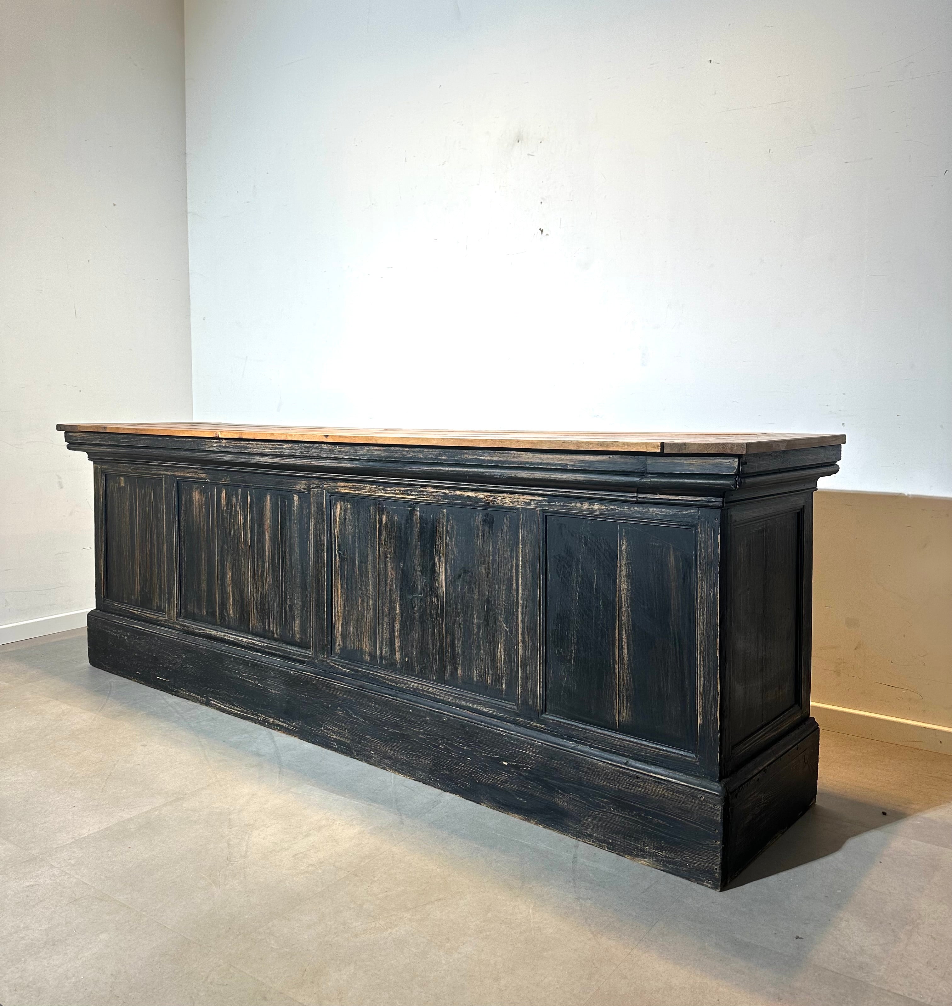 Antique French Shop Counter – Black Painted Pine