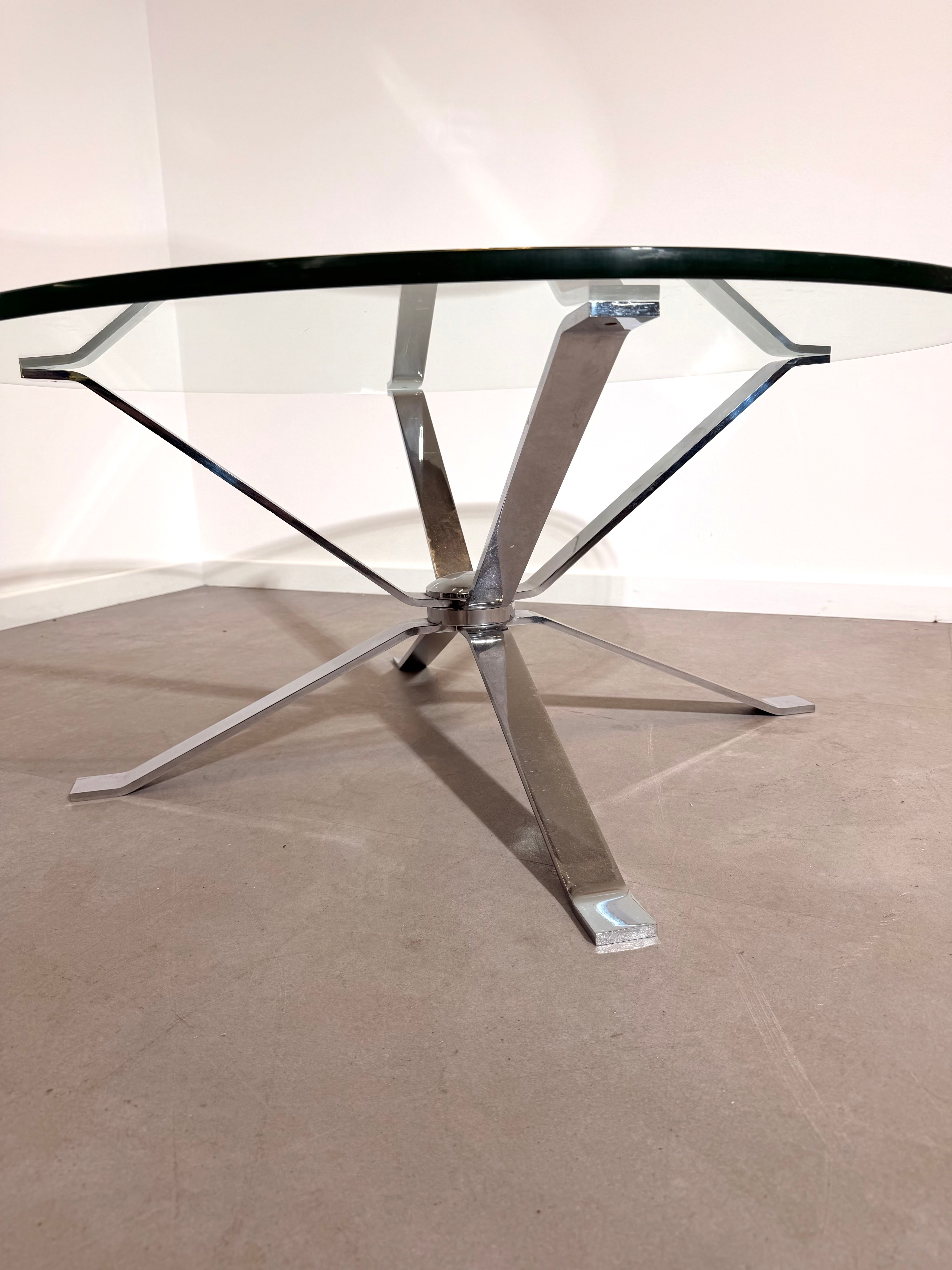 Vintage Modernist Chrome Glass Coffee Table