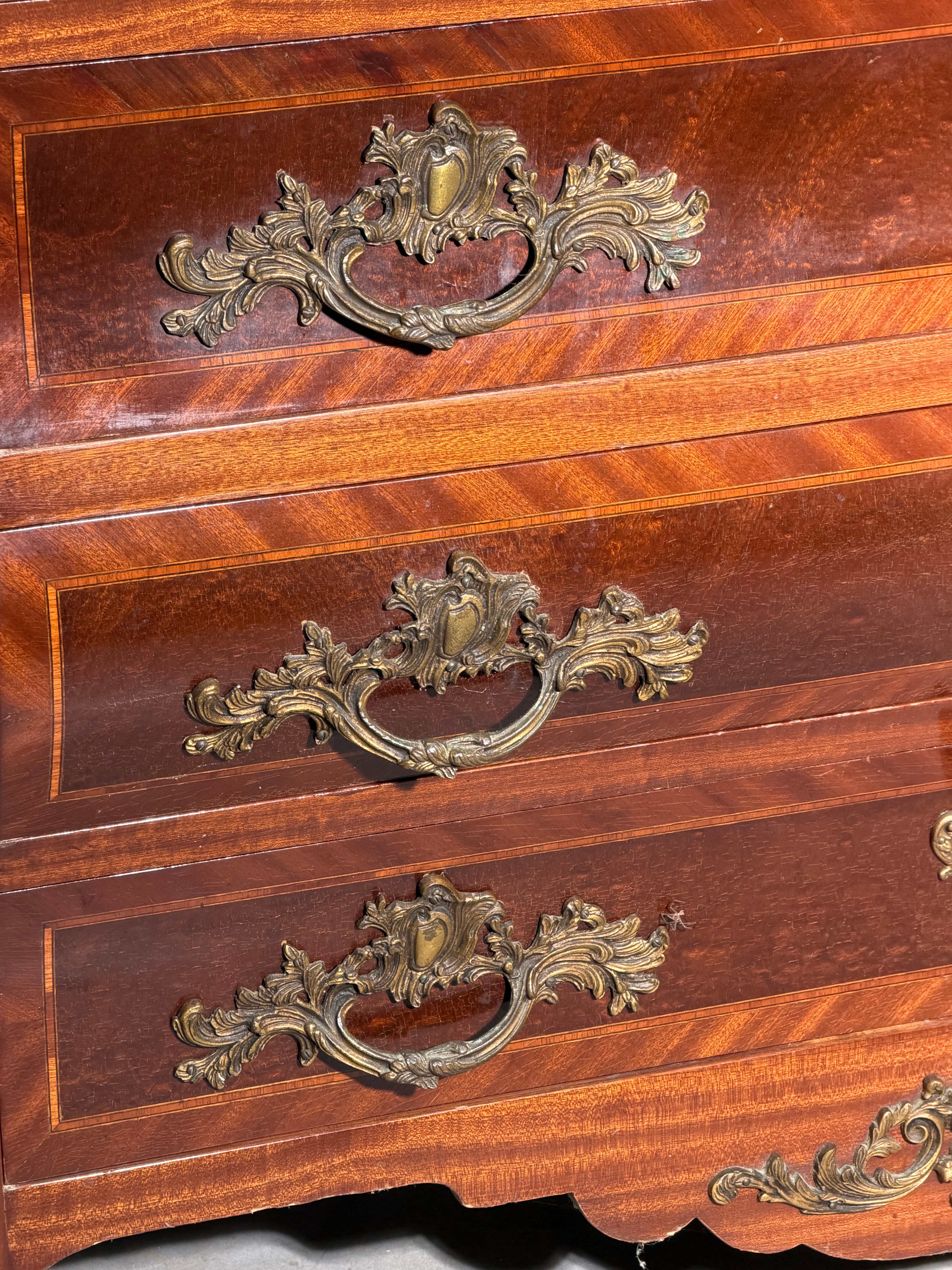 Antique Louis XV Style Marble Top Commode with Bronze Mounts