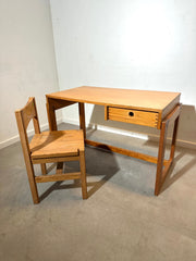 Vintage Wooden Writing Desk with Chair – Scandinavian Style