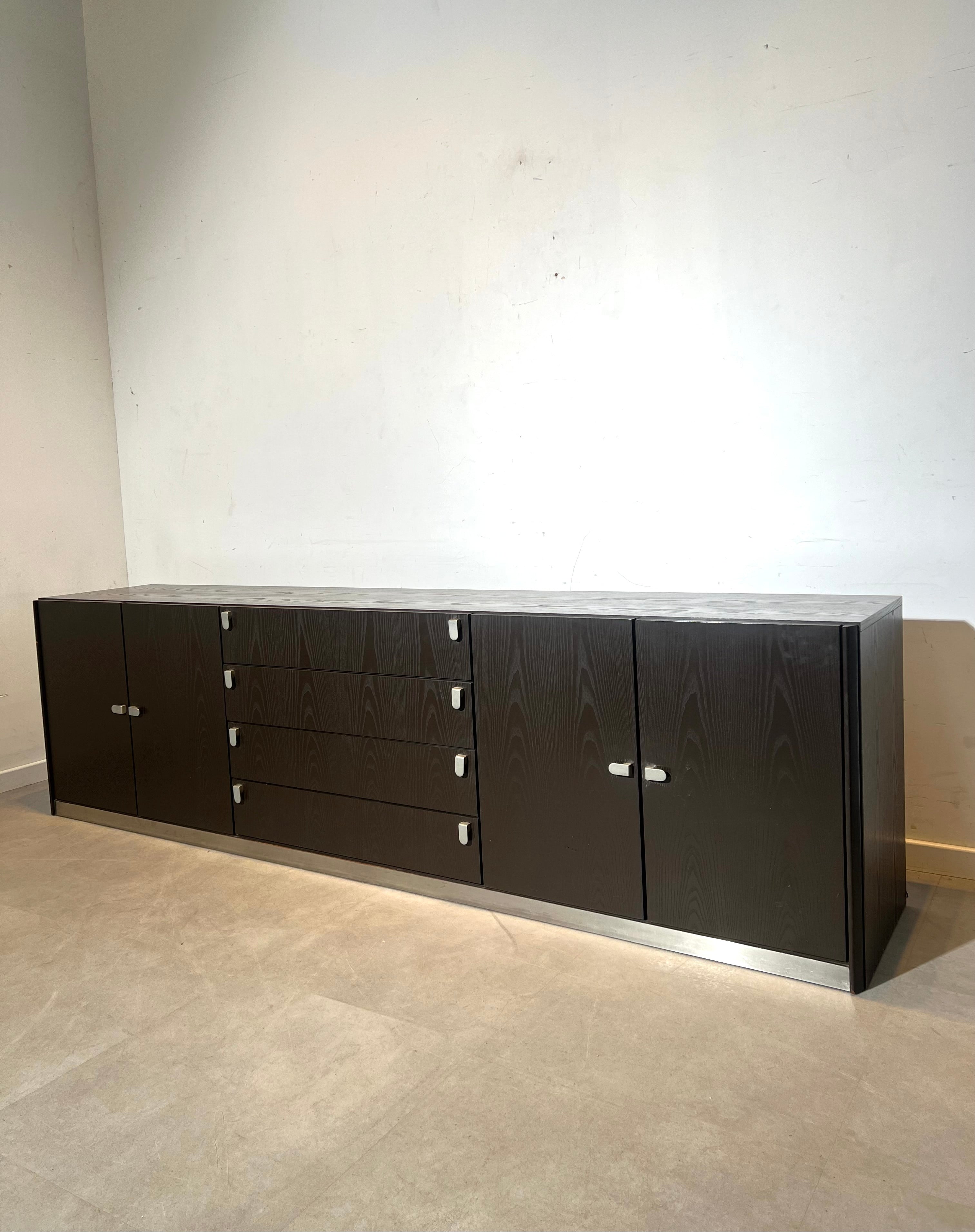 Large dark oak modernist sideboard