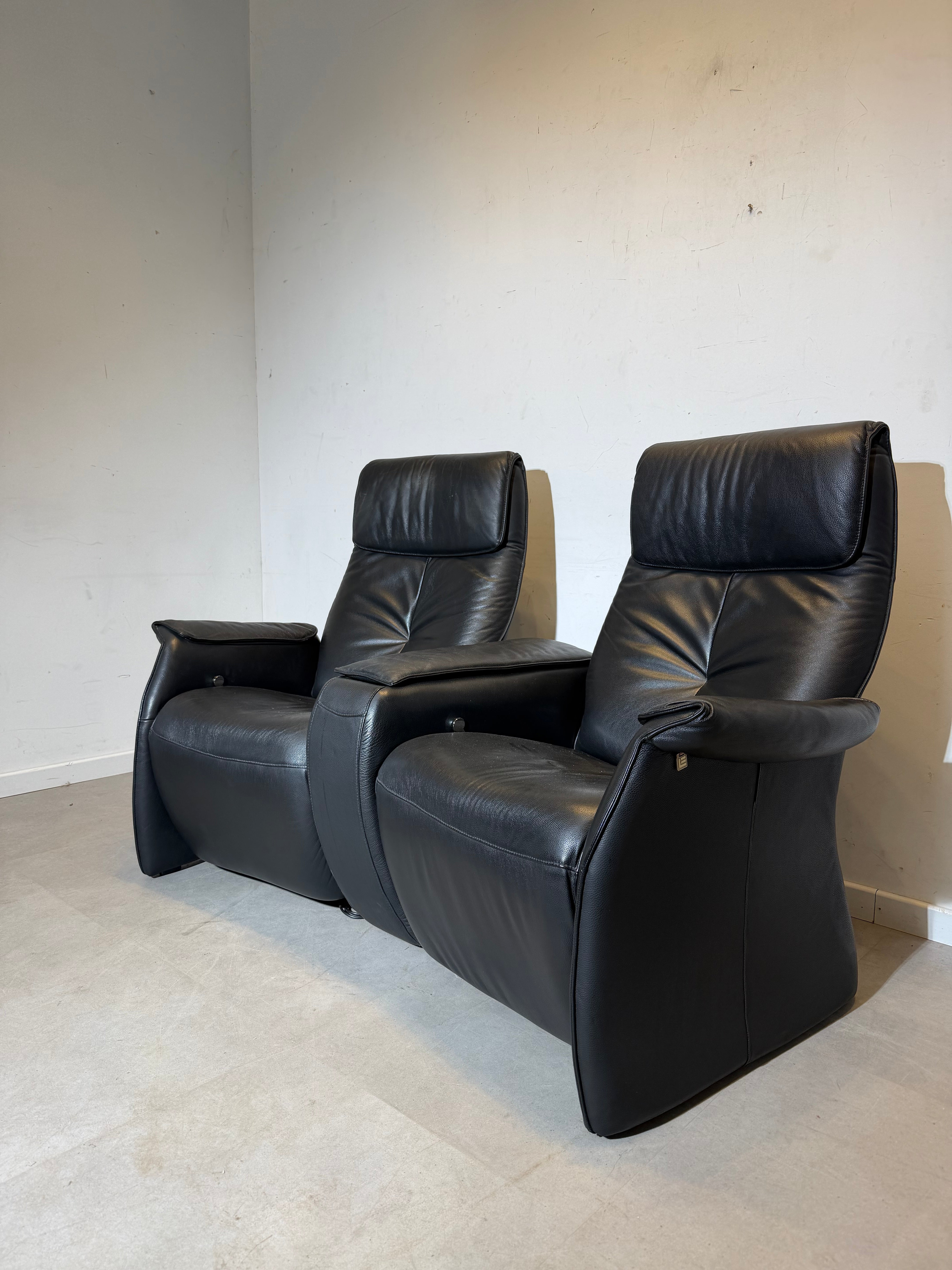Elastoform Duo Relax / Cinema Chairs – Black Leather Reclining Armchairs