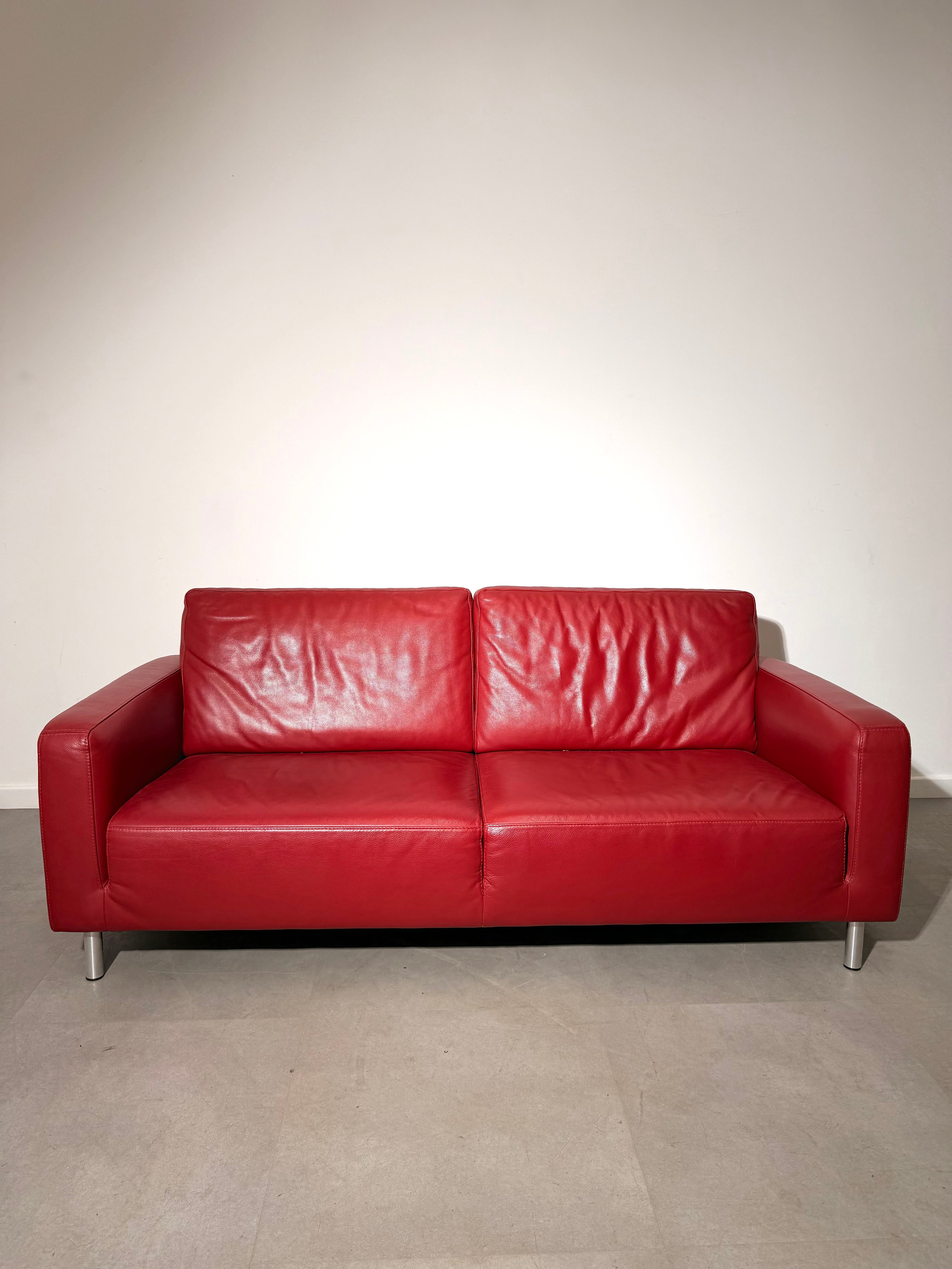 Nicoletti Italia Red Leather Sofa Set.    3 - 2 seater