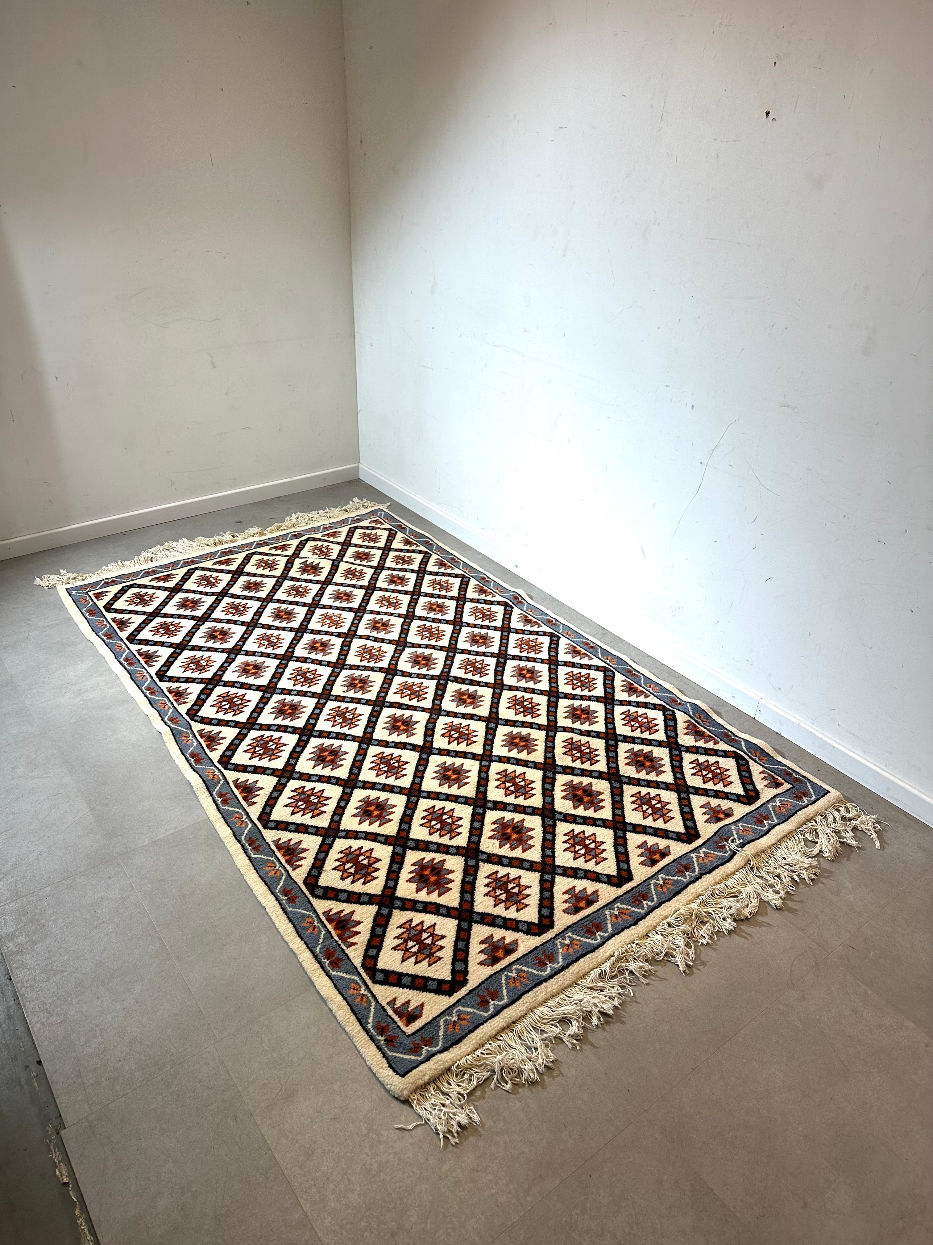 Vintage Tunisian Hand-Knotted Wool Rug