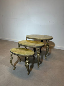 Onyx and brass nest of tables