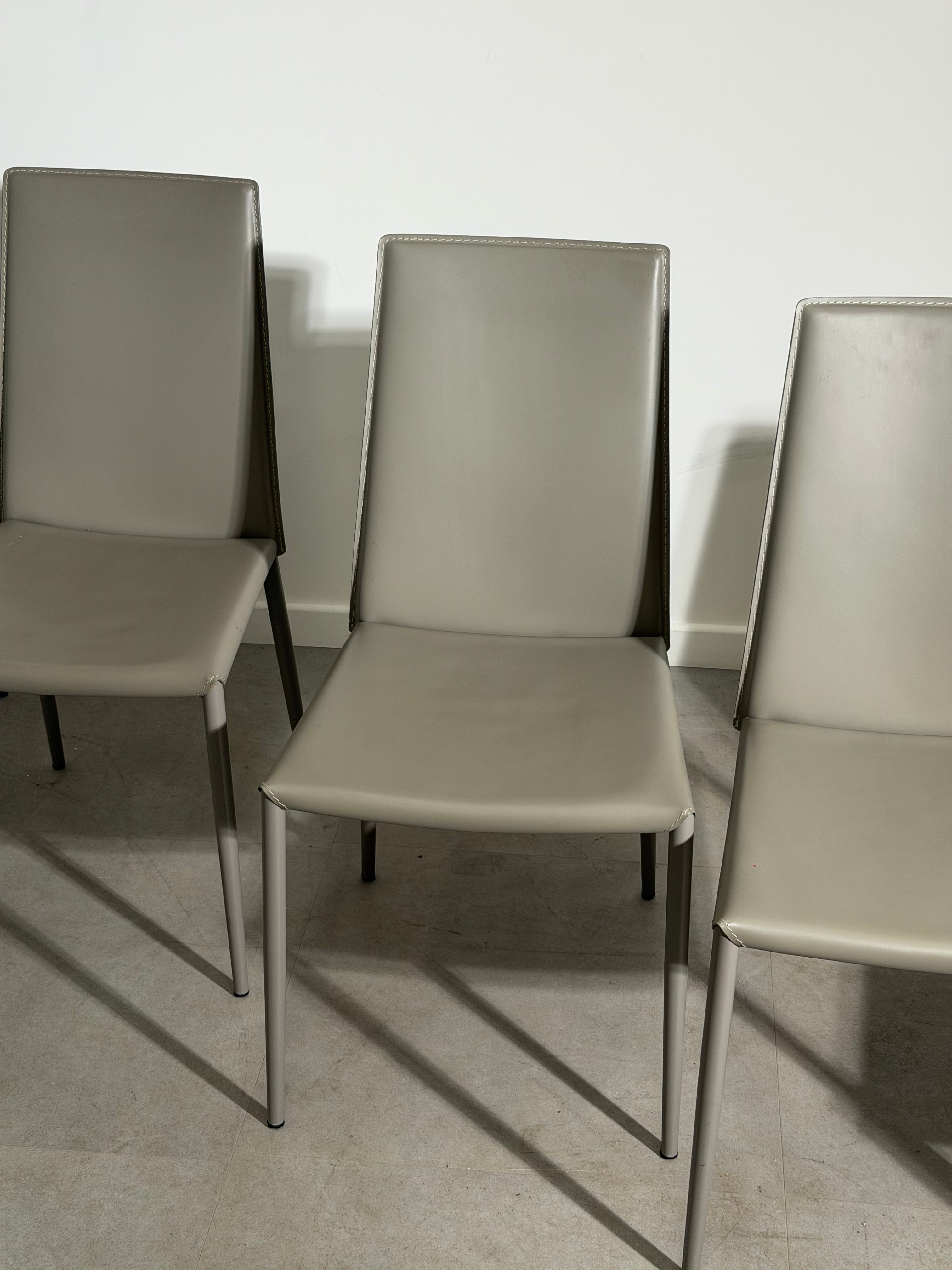 Calligaris Aida CS1484 Dining Chairs – Set of 6 – Genuine Leather – Made in Italy