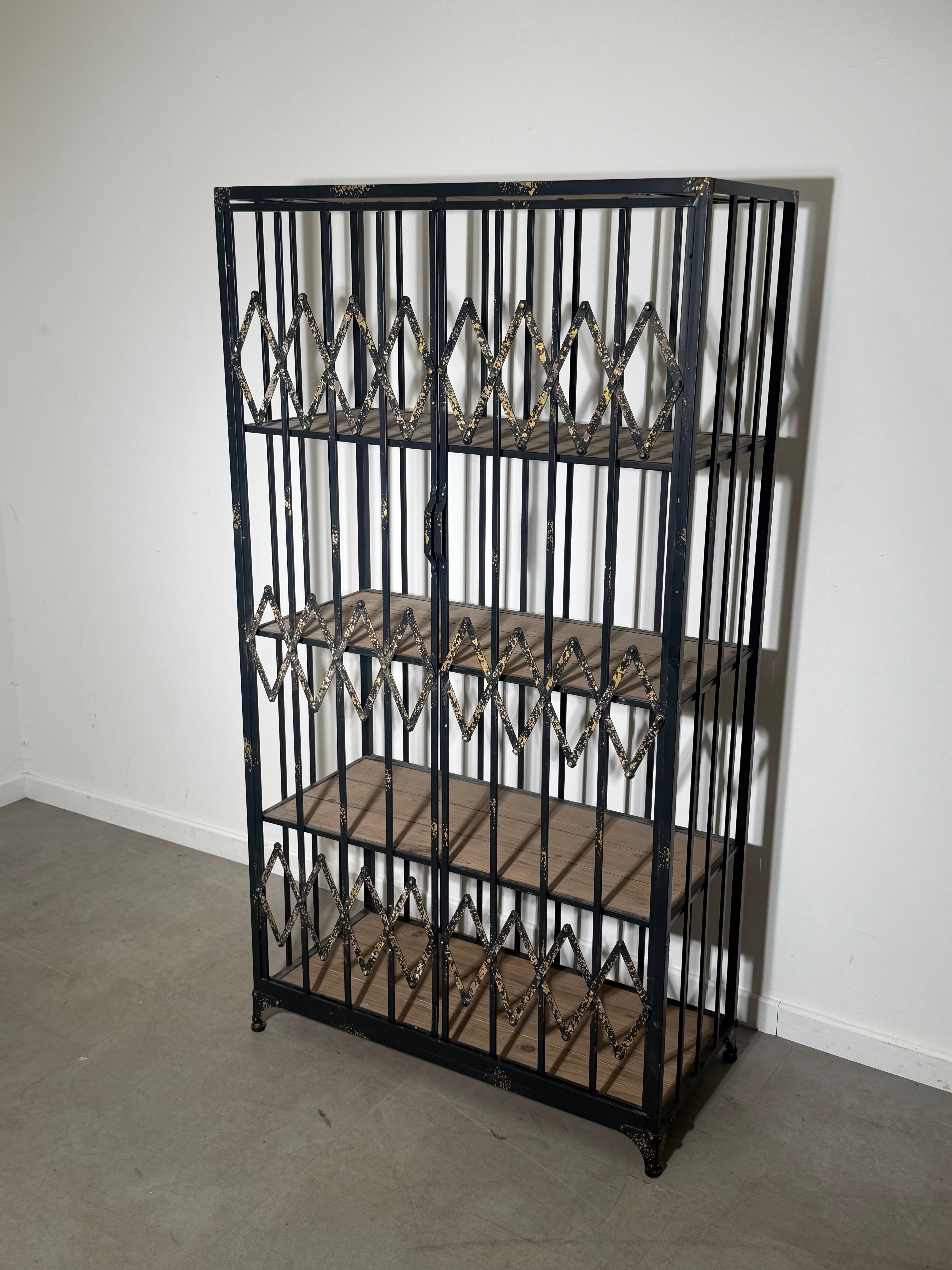 Industrial Folding Gate Display Cabinet / Bookcase