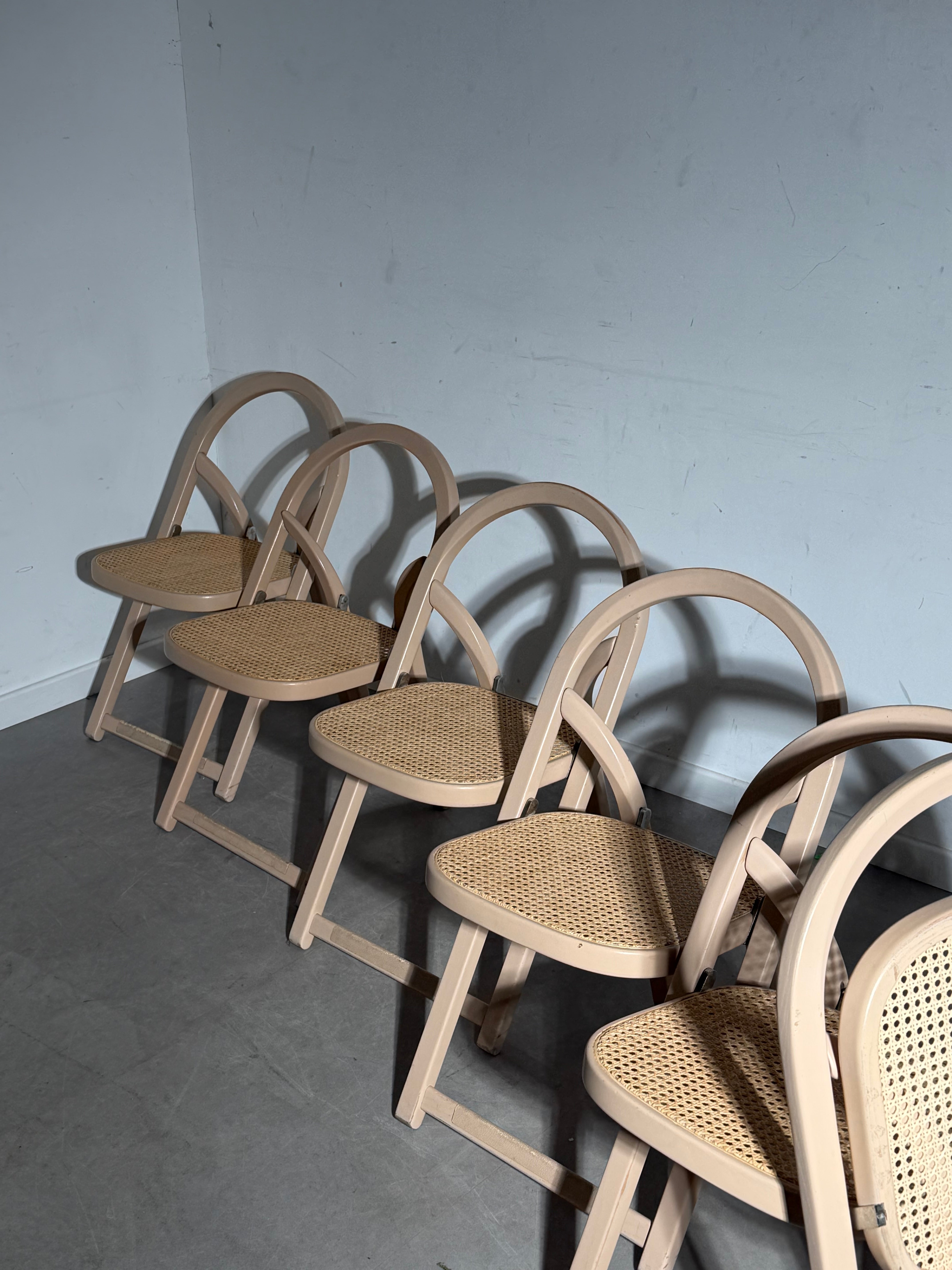 Set of six foldable “Arca” chairs by Gigi Sabadin for Crassevig