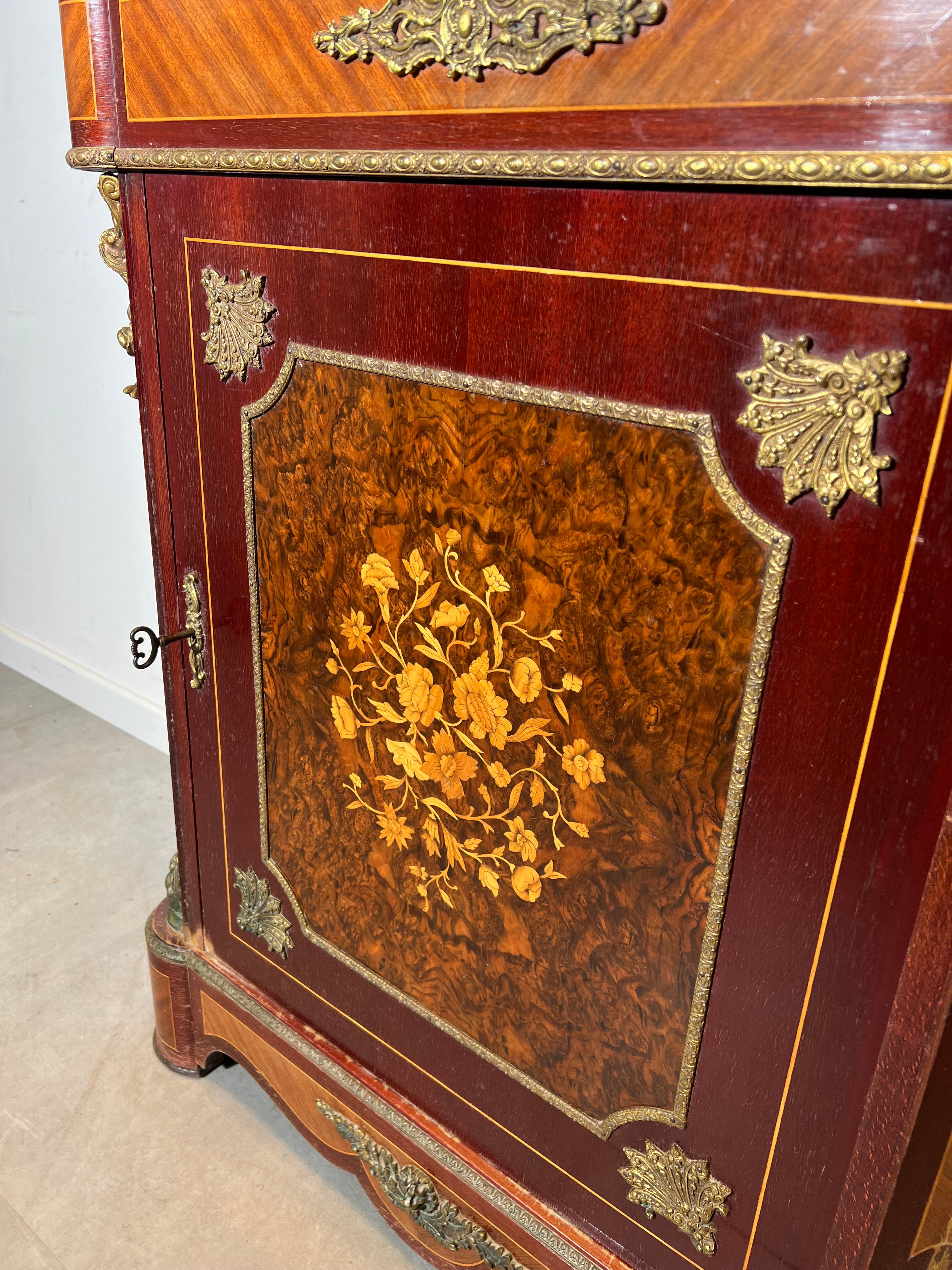Marquetry Cabinet with Marble Top