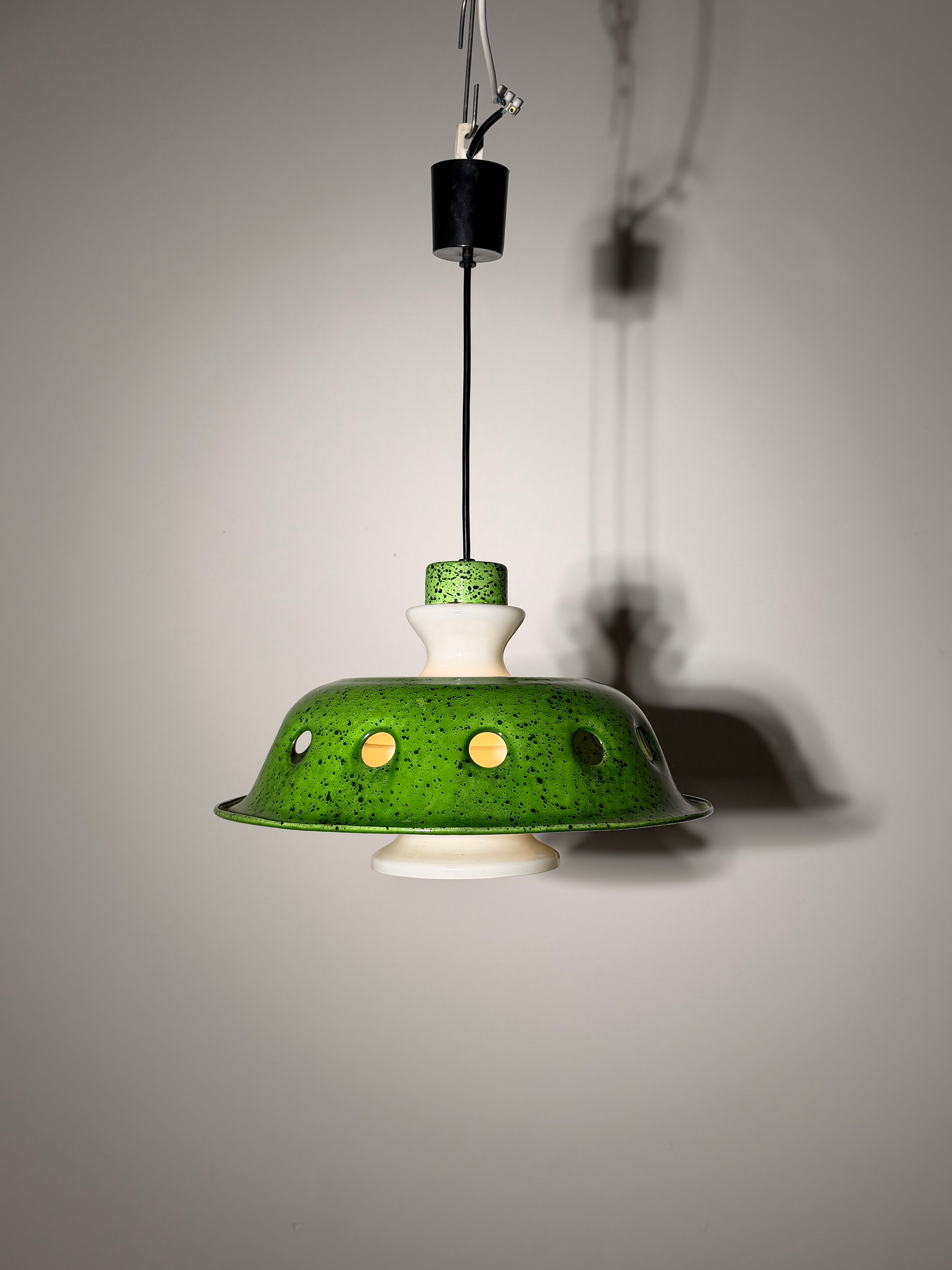 Vintage Green Enamel Pendant Lamp