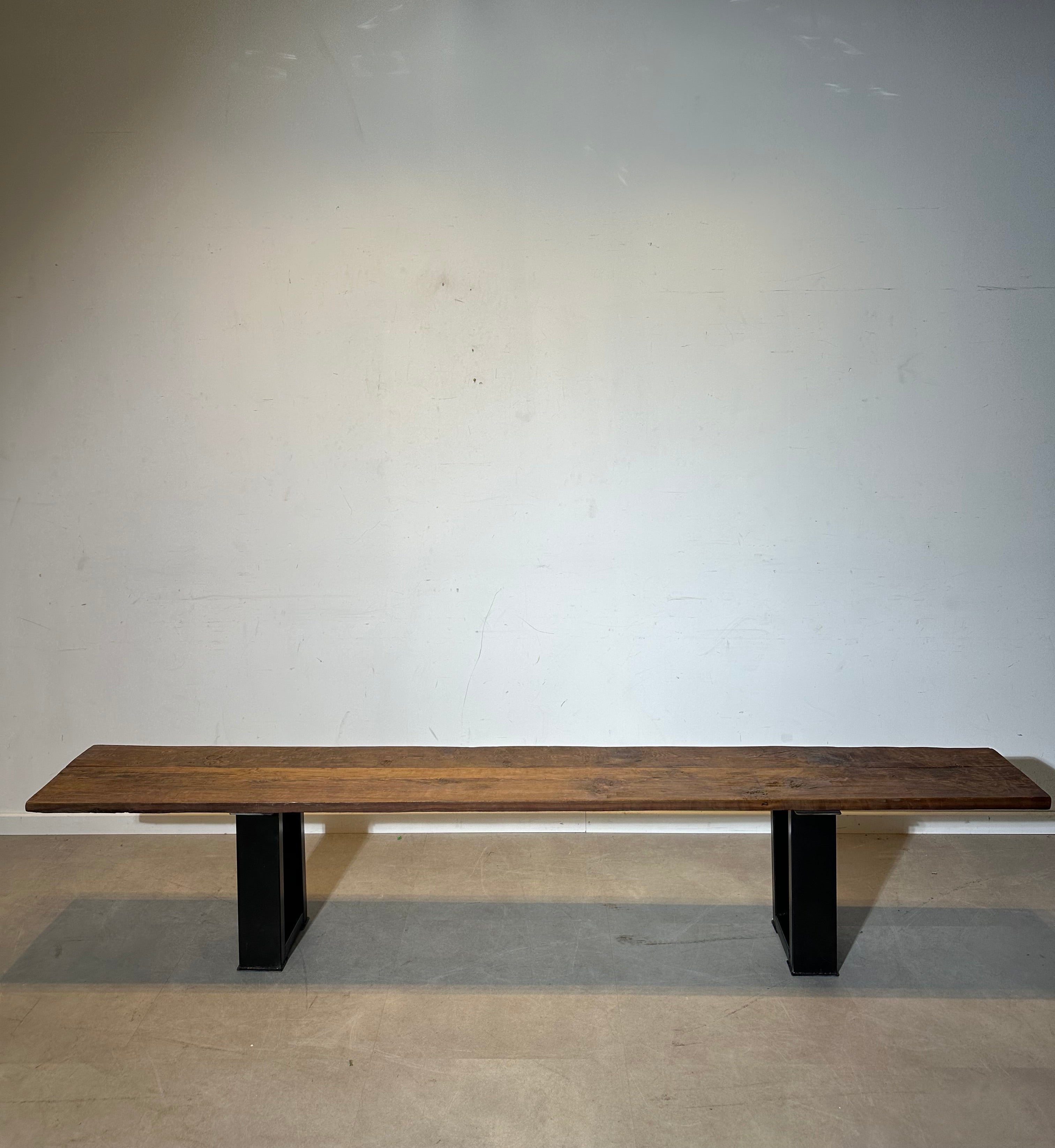 Long Rustic Lariks Wood Bench