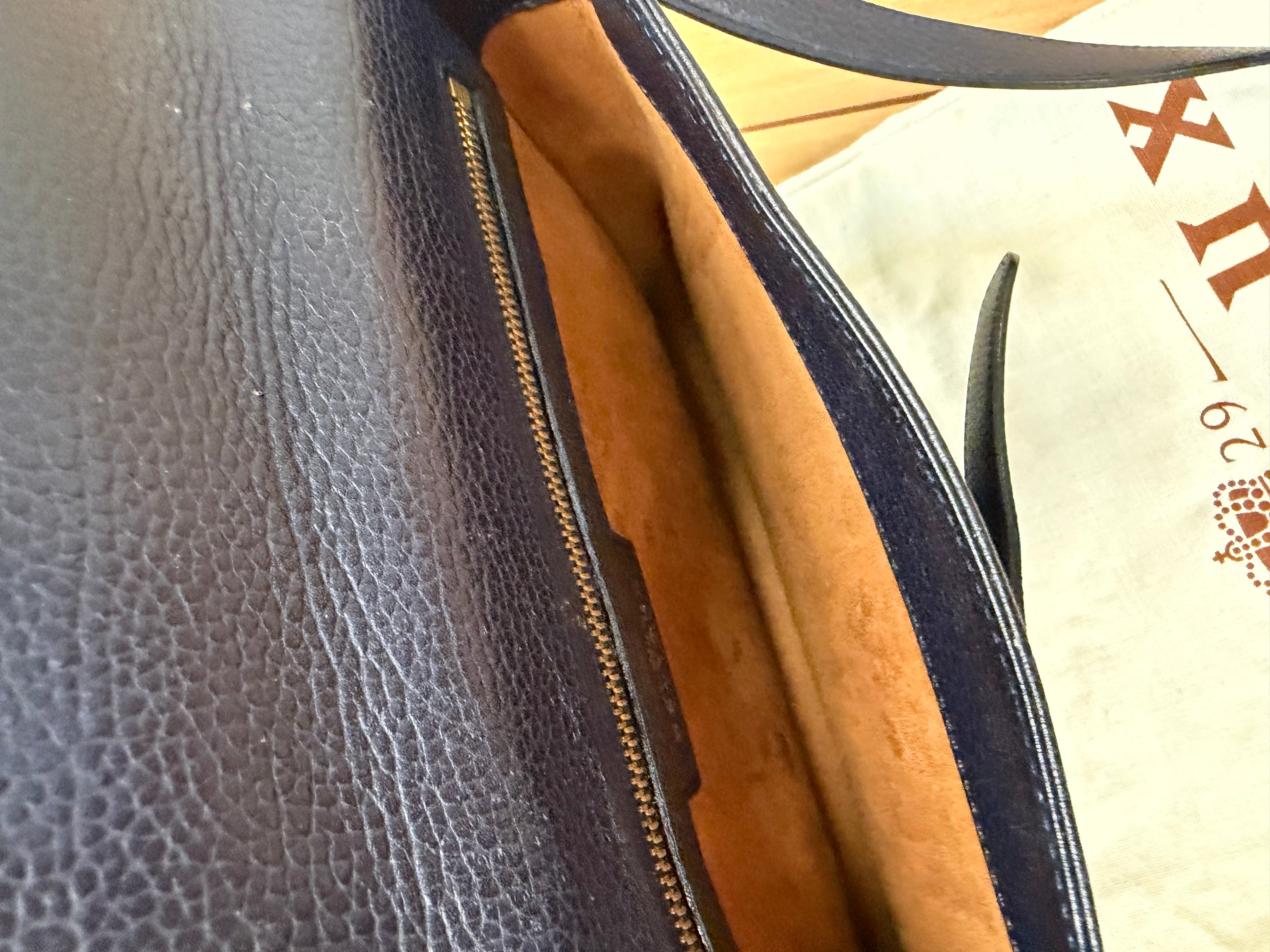 Delvaux “Simoun” Crossbody Bag – Dark Blue Leather
