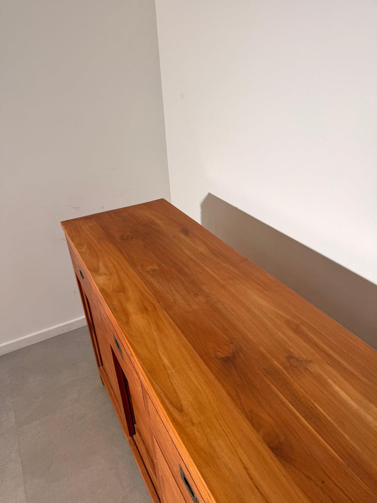 Large Teak Sideboard with Sliding Doors & Drawers