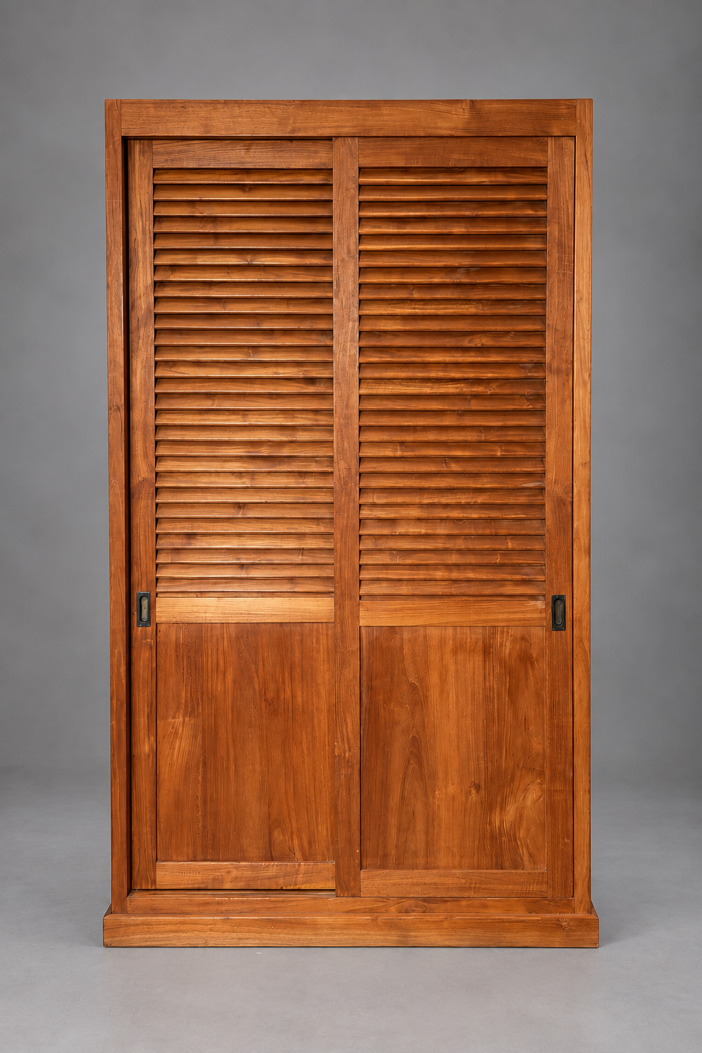 Teak Wardrobe with Louvered Sliding Doors