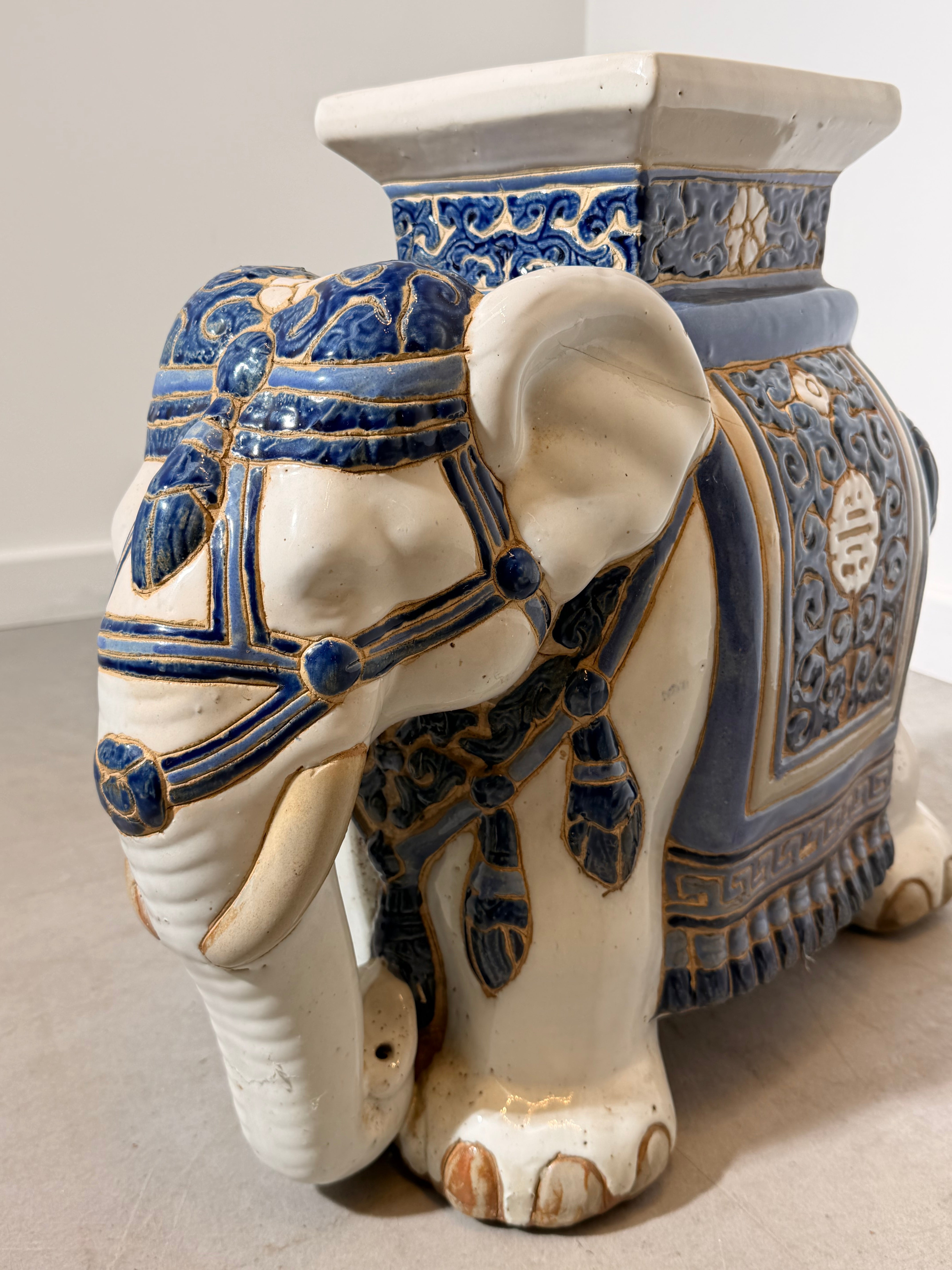 Ceramic Elephant Garden Stool
