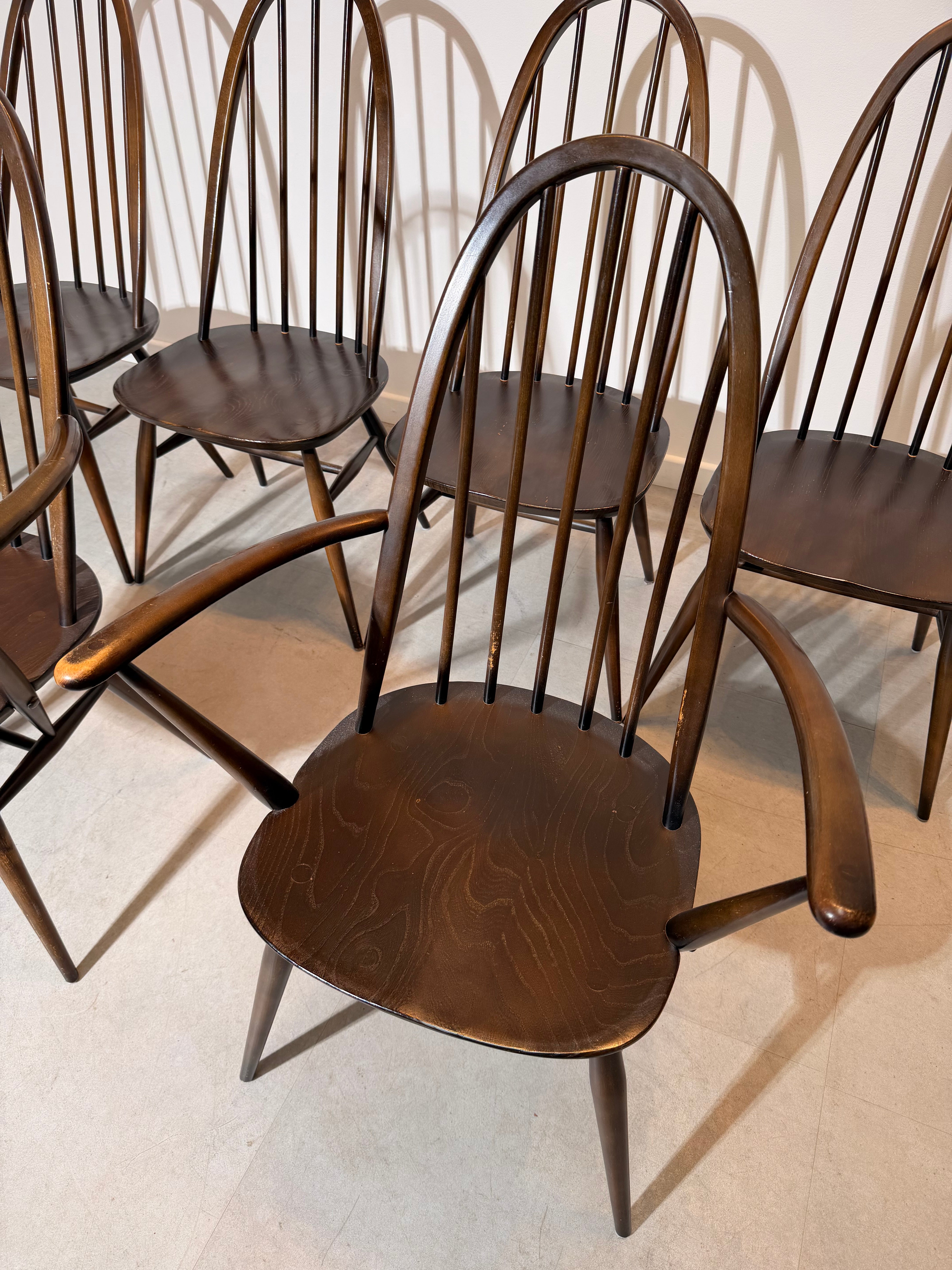 Set of 6 Ercol Windsor Dining Chairs – Model 205