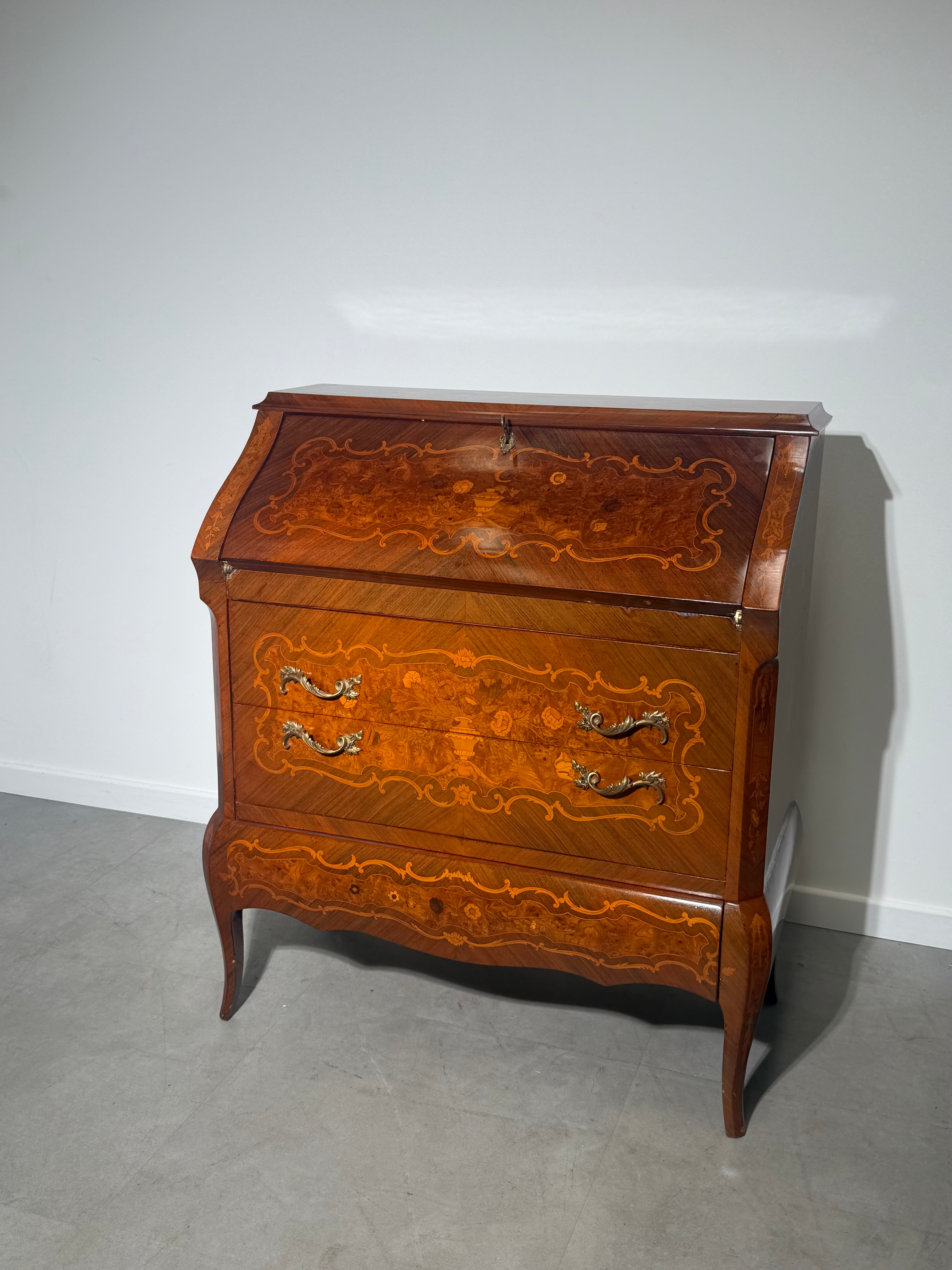 Antique Marquetry Writing Bureau / Secretary Desk