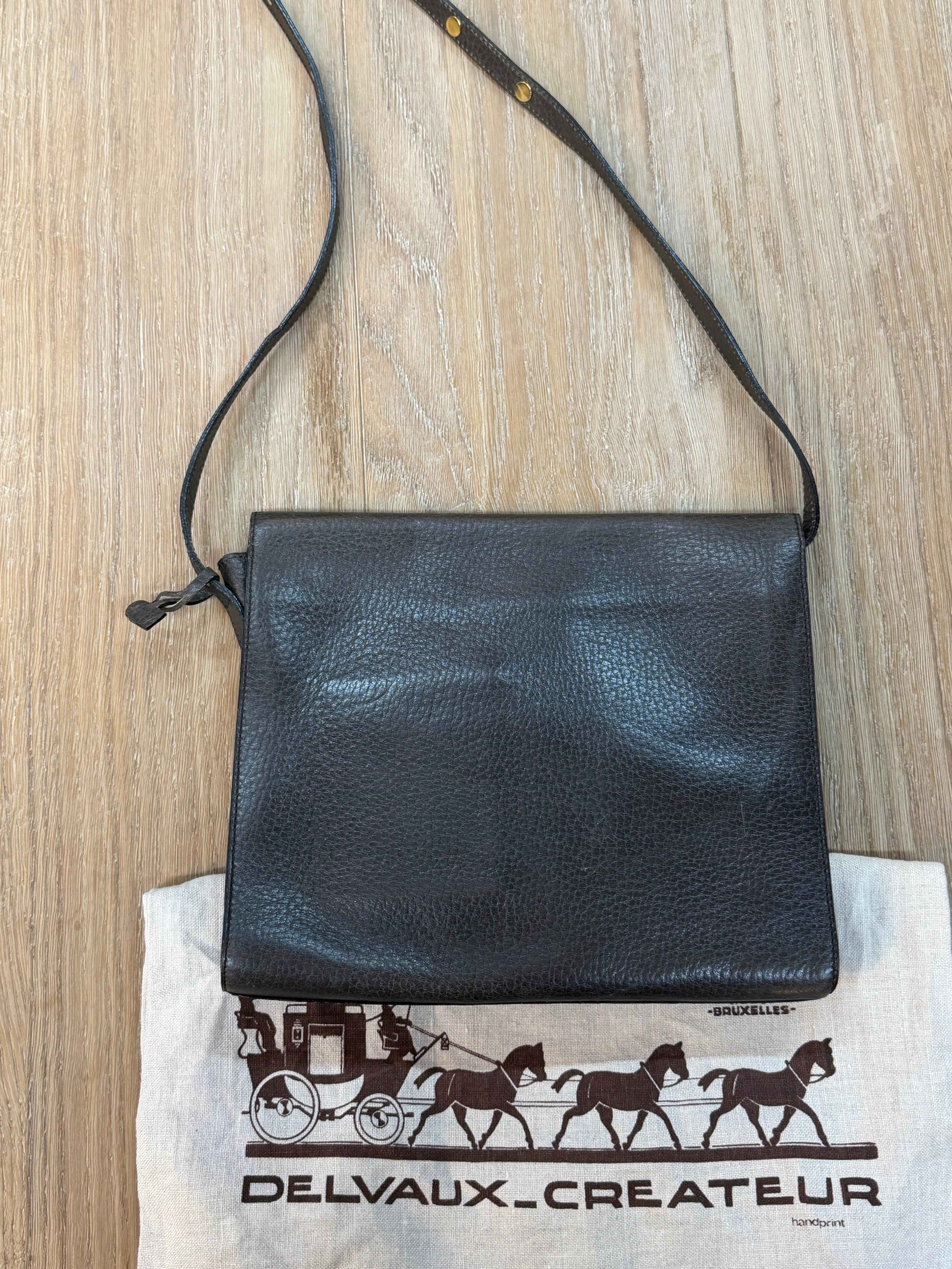 Delvaux “Roméo” Crossbody Bag – Two-Tone Brown Leather – 26 x 22 cm