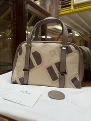 Delvaux Carry-All Mini Toile Logotypée D Travel Tourterelle – New with Certificate, Dust Bag & Mirror