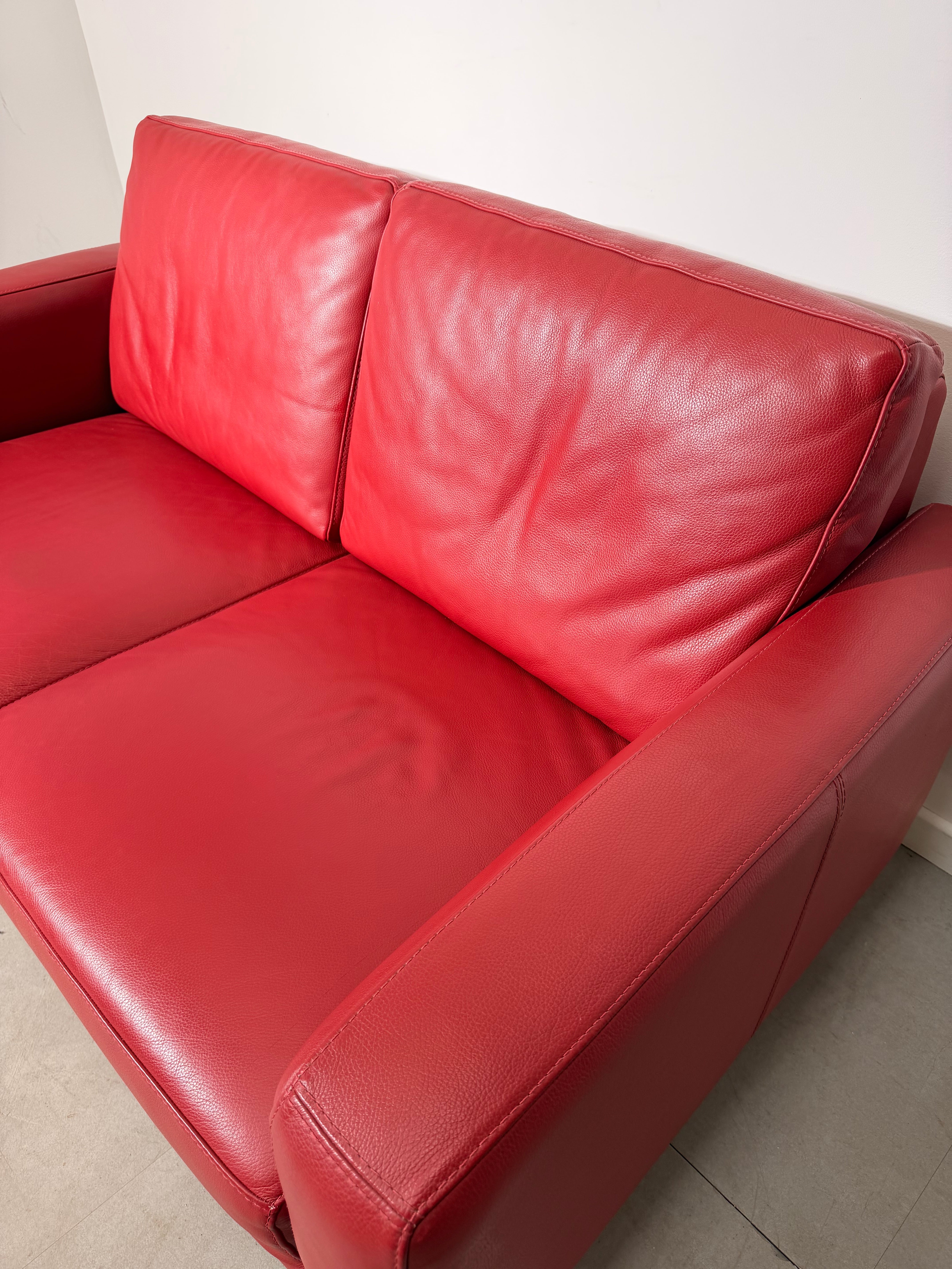 Nicoletti Italia Red Leather Sofa Set.    3 - 2 seater