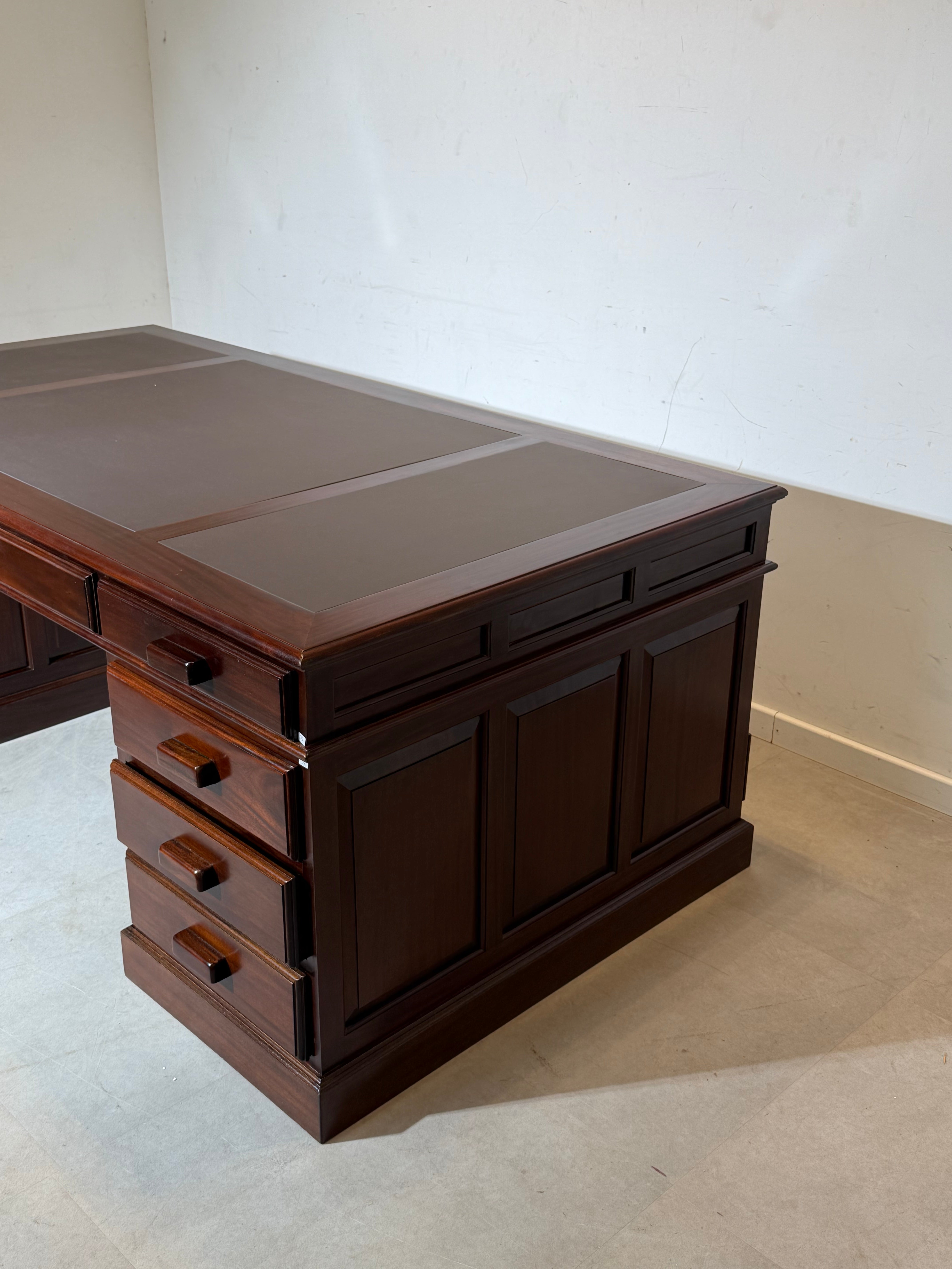 Antique Double-Sided Mahogany Executive Desk – 200 cm