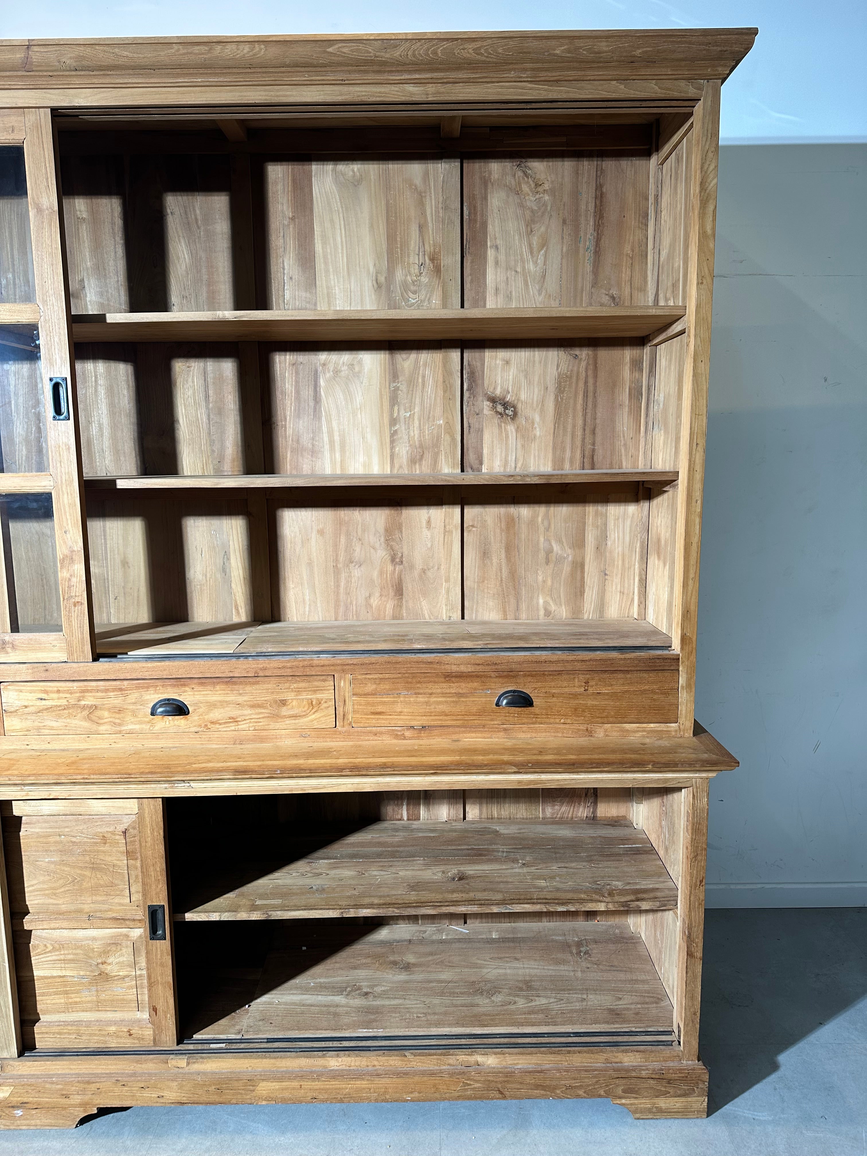 Modern Large-Scale Teak Display Cabinet