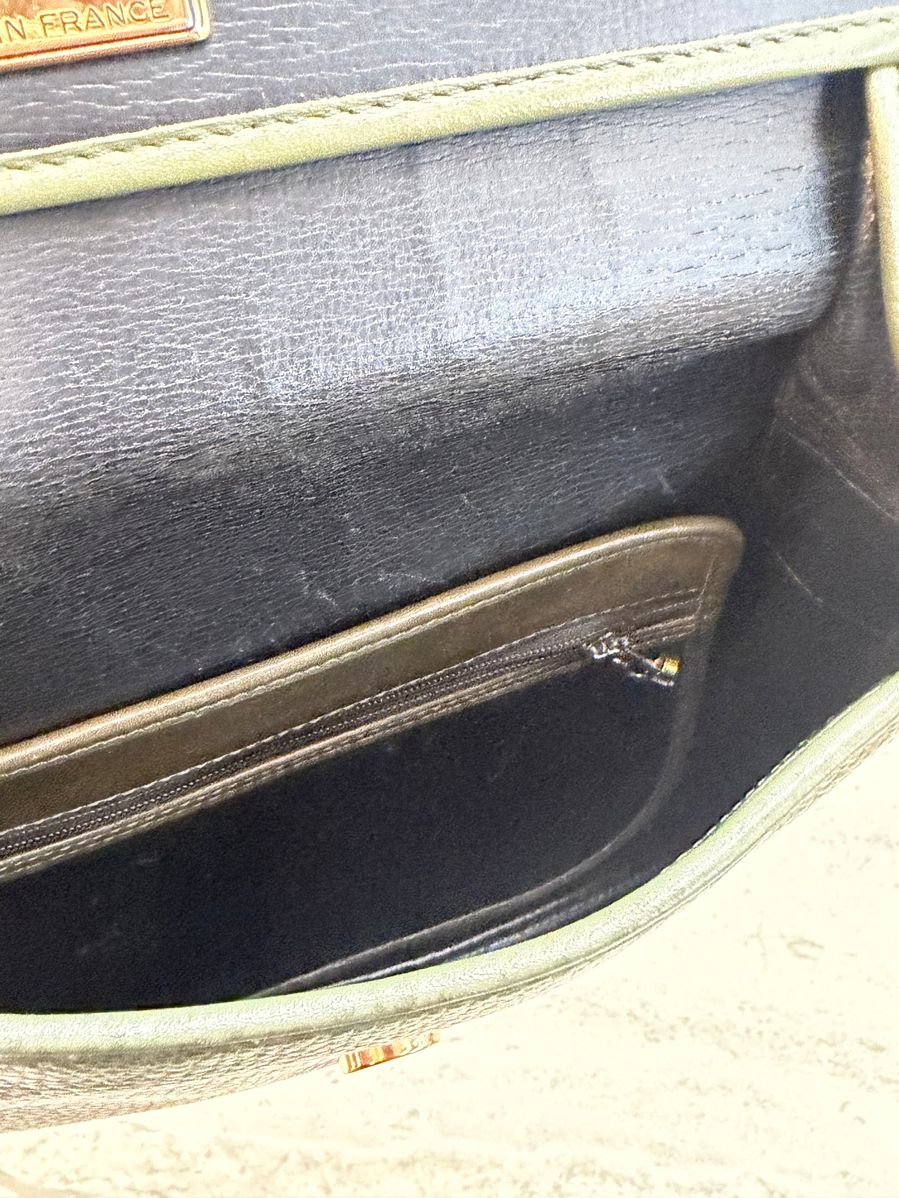 Christian Dior Bicolour Leather Saddle Crossbody Bag – Green & Black