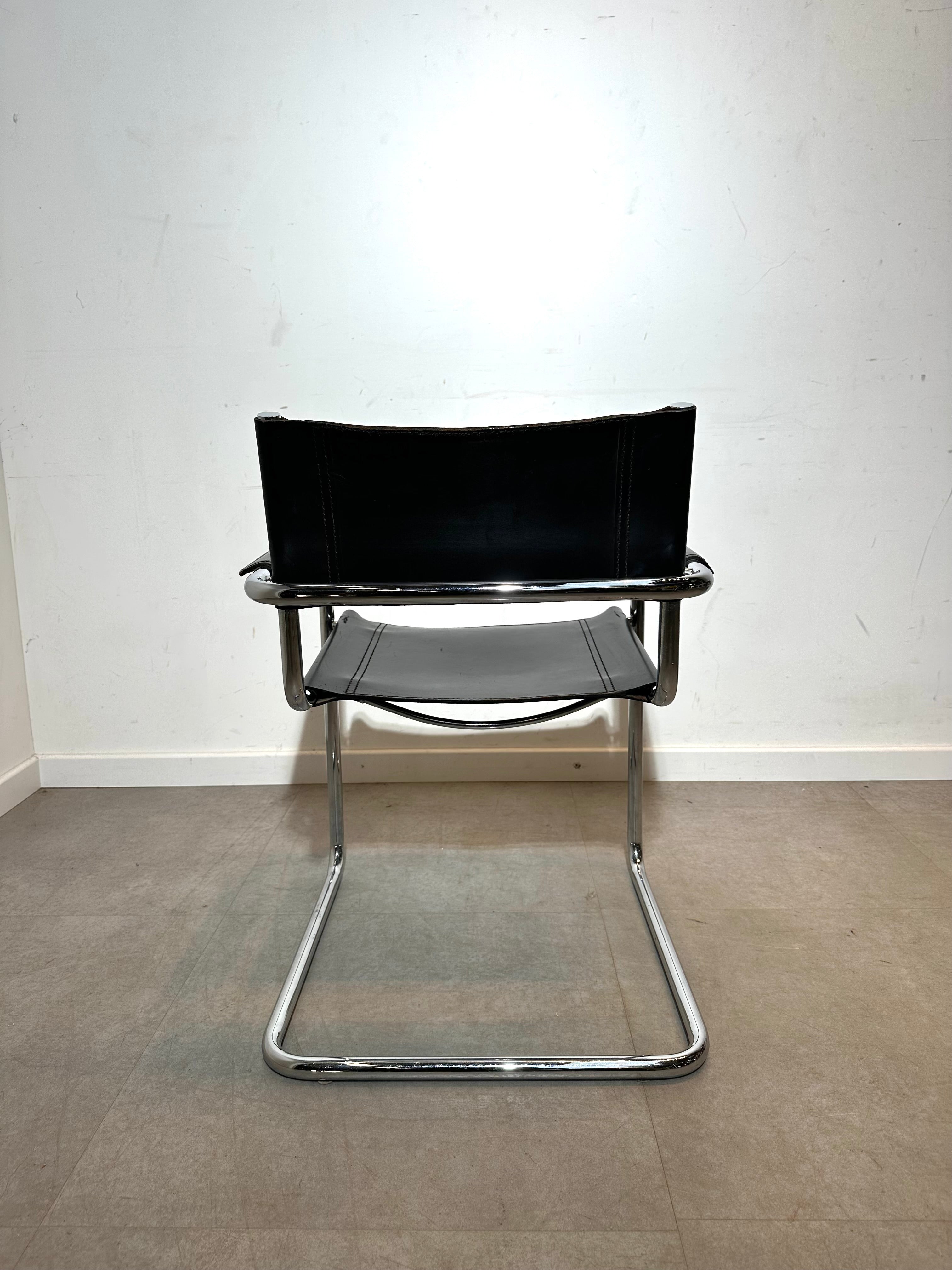 Marcel Breuer “Cesca” Style Cantilever Black Leather