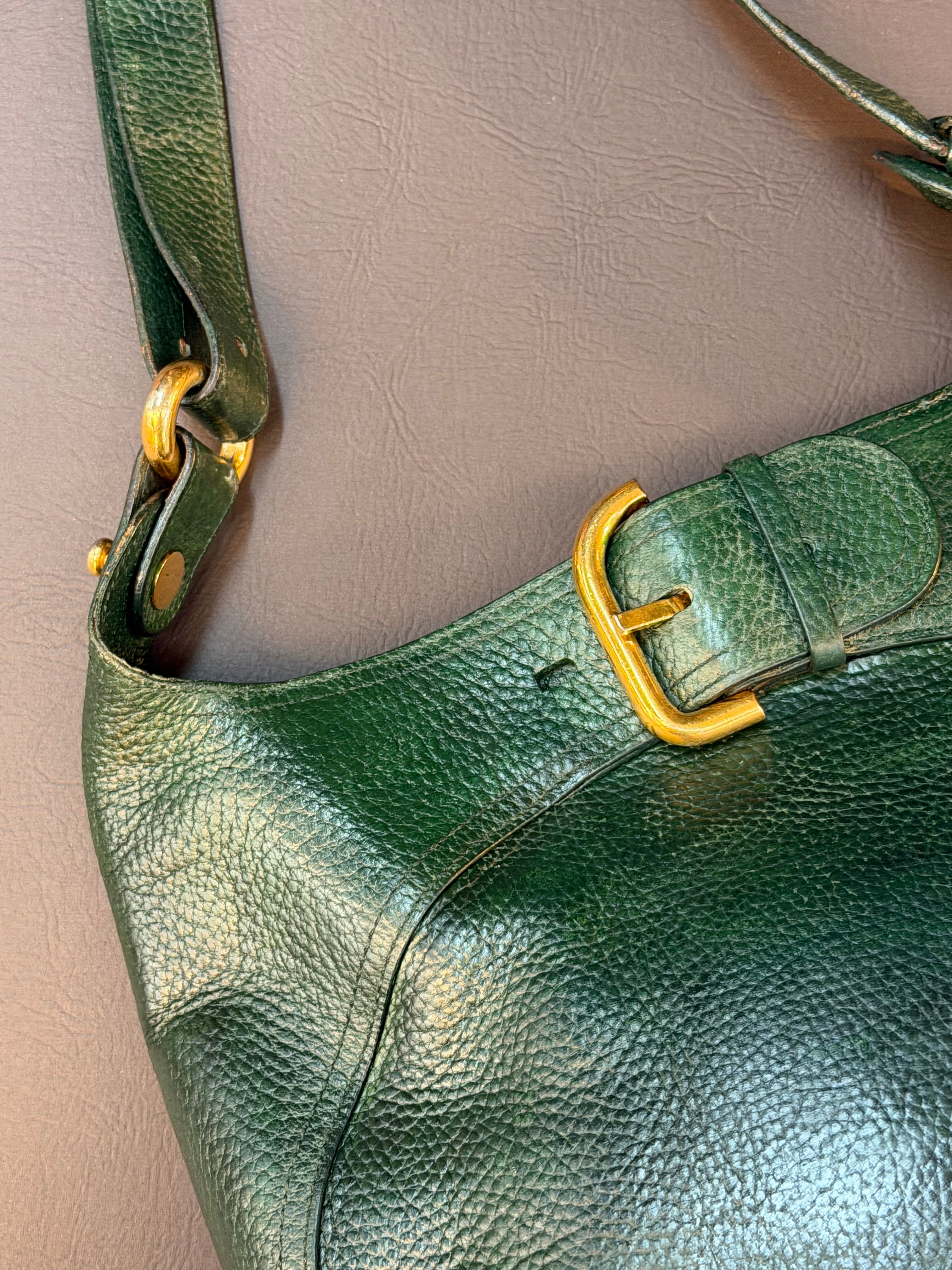 Delvaux “Souverain” Shoulder Bag – Green Leather – 32 x 25 cm