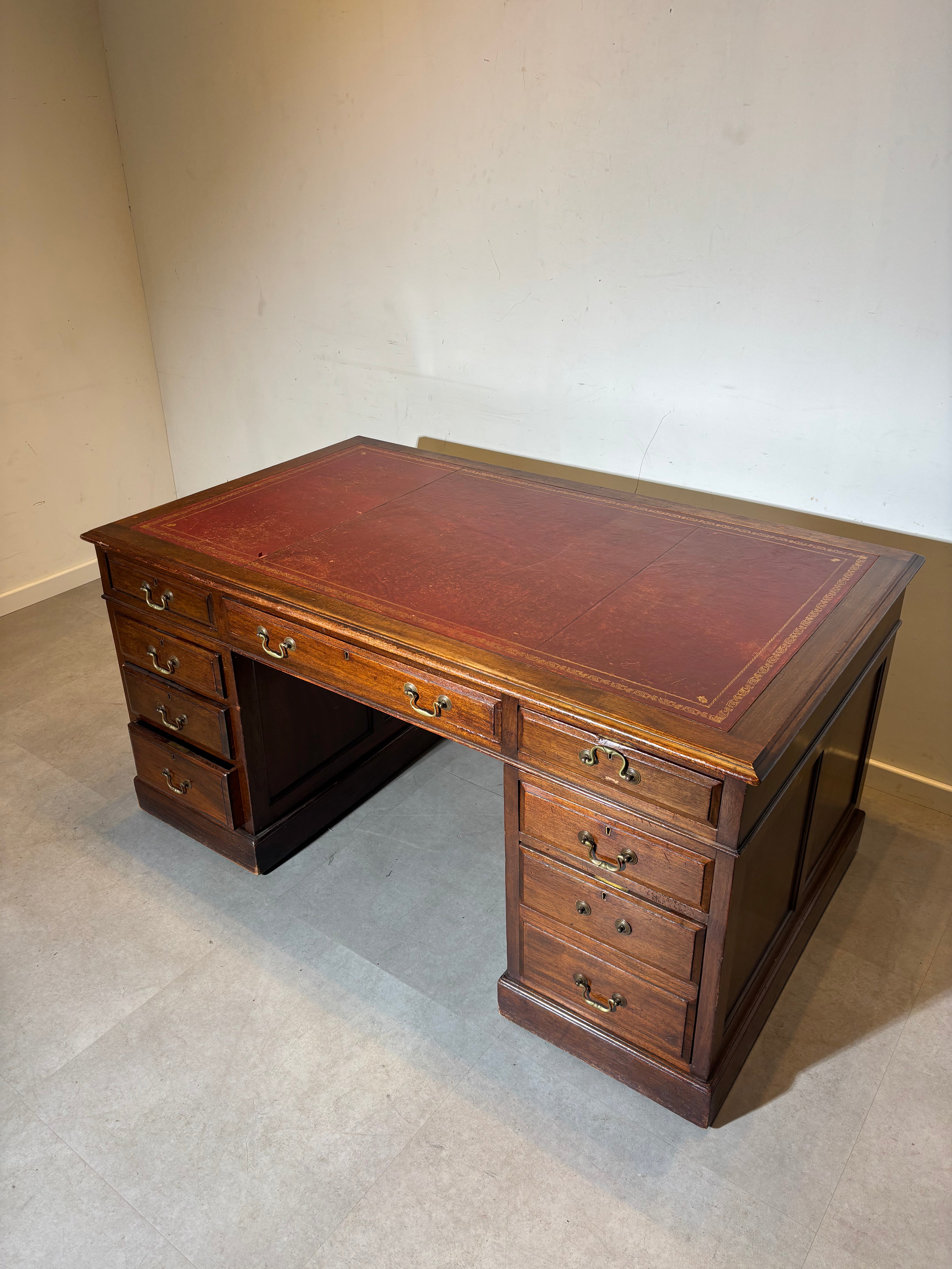 Antique Desk With Leather Surface